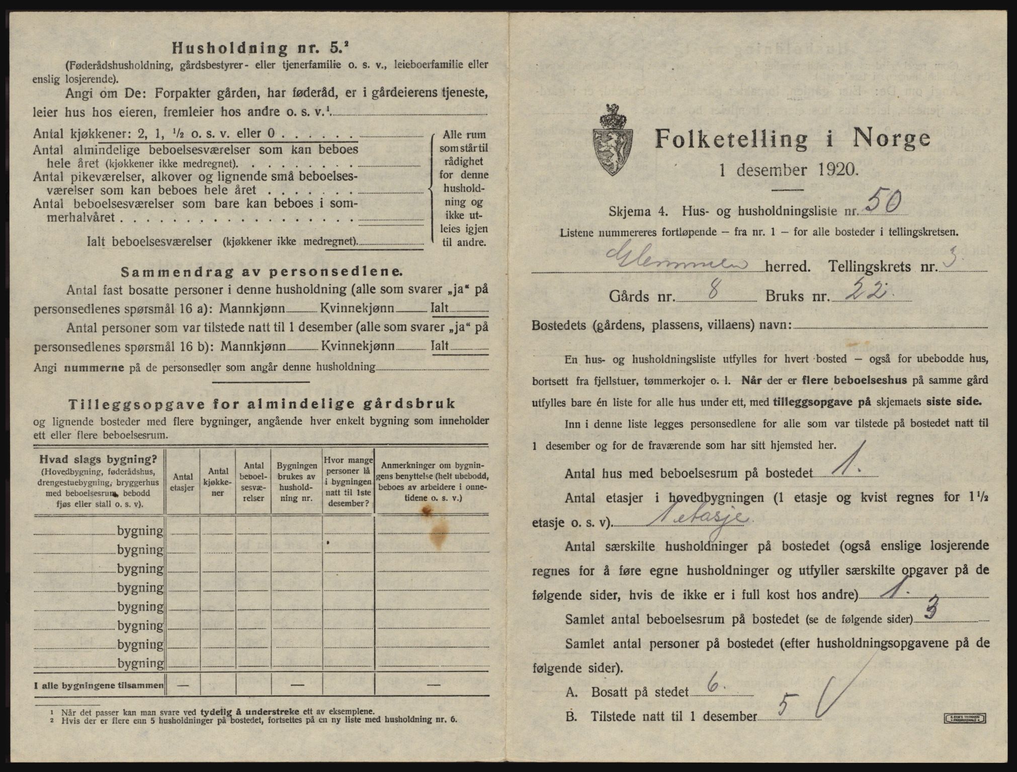 SAO, 1920 census for Glemmen, 1920, p. 549