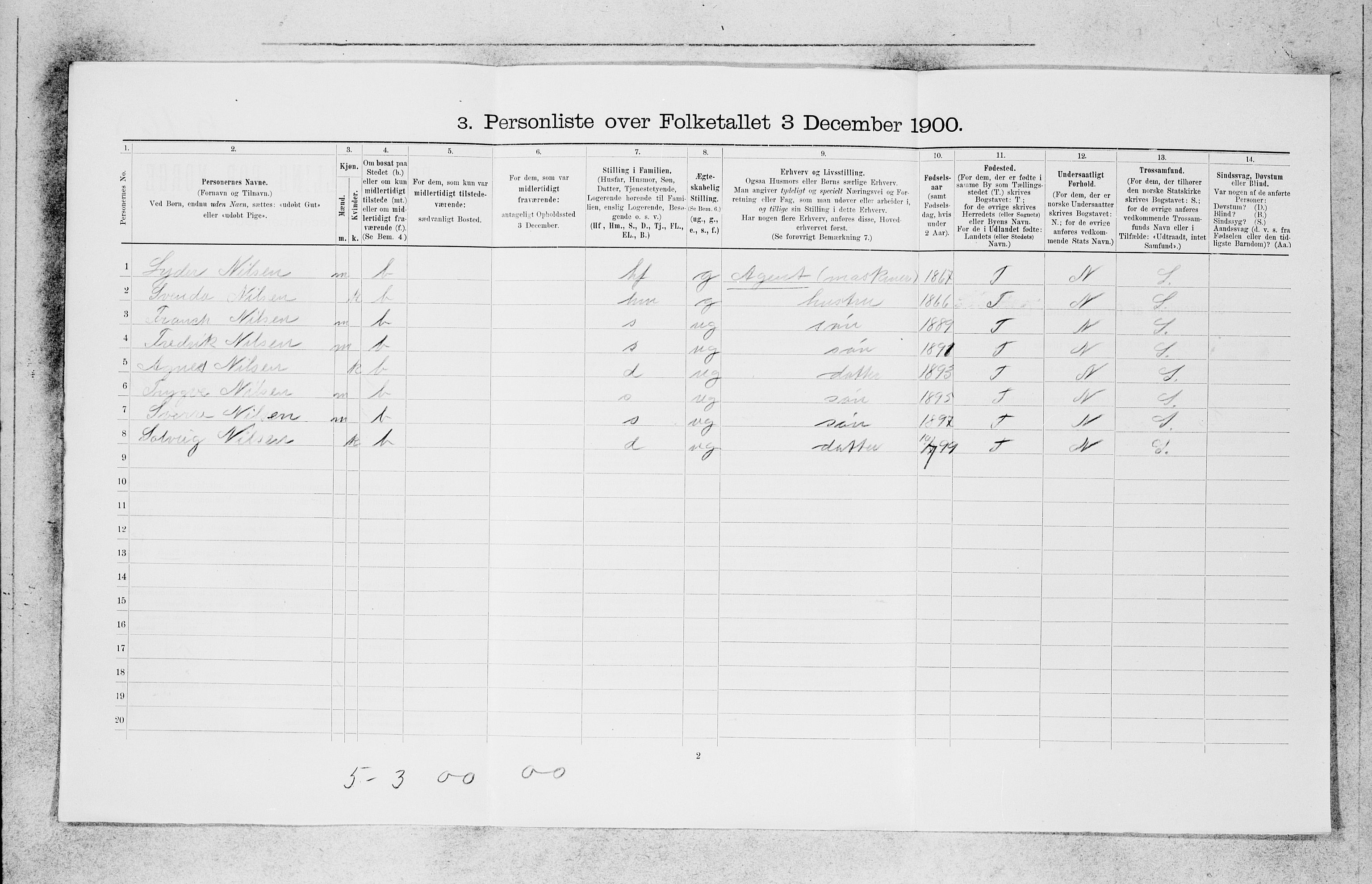 SAB, 1900 census for Bergen, 1900, p. 18577