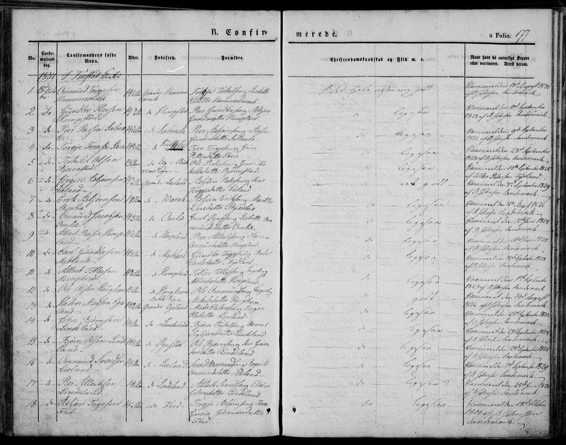 Bakke sokneprestkontor, SAK/1111-0002/F/Fa/Faa/L0004: Parish register (official) no. A 4, 1834-1846, p. 177