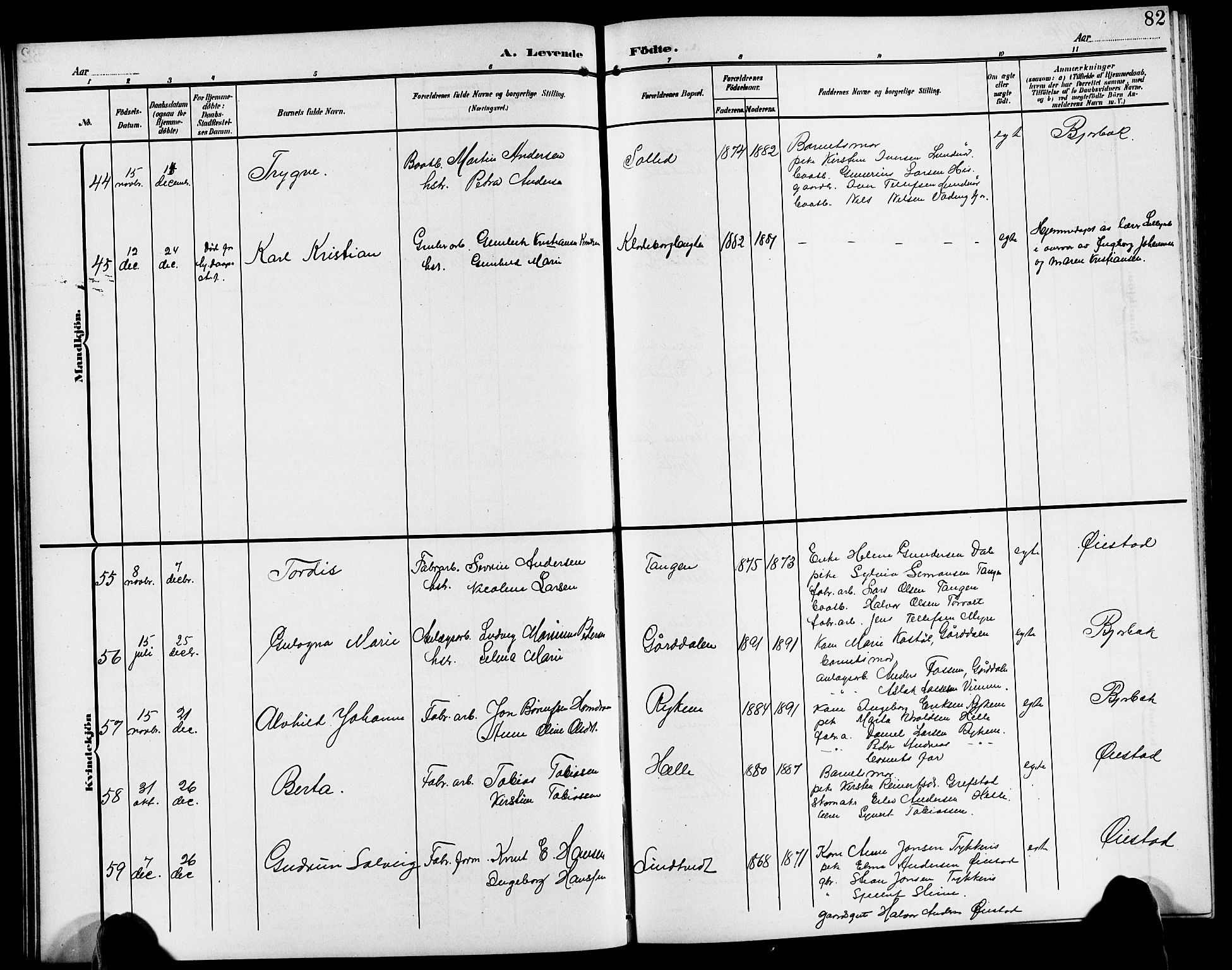 Øyestad sokneprestkontor, AV/SAK-1111-0049/F/Fb/L0011: Parish register (copy) no. B 11, 1906-1918, p. 82