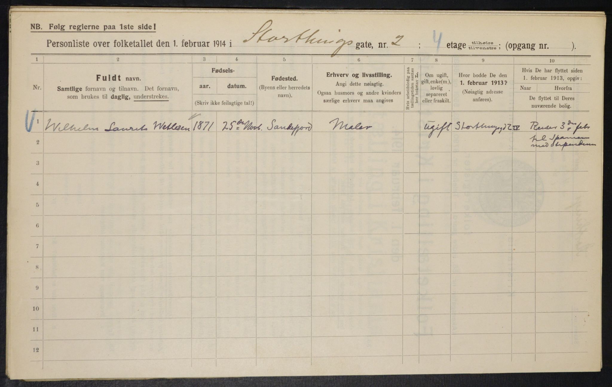 OBA, Municipal Census 1914 for Kristiania, 1914, p. 104200