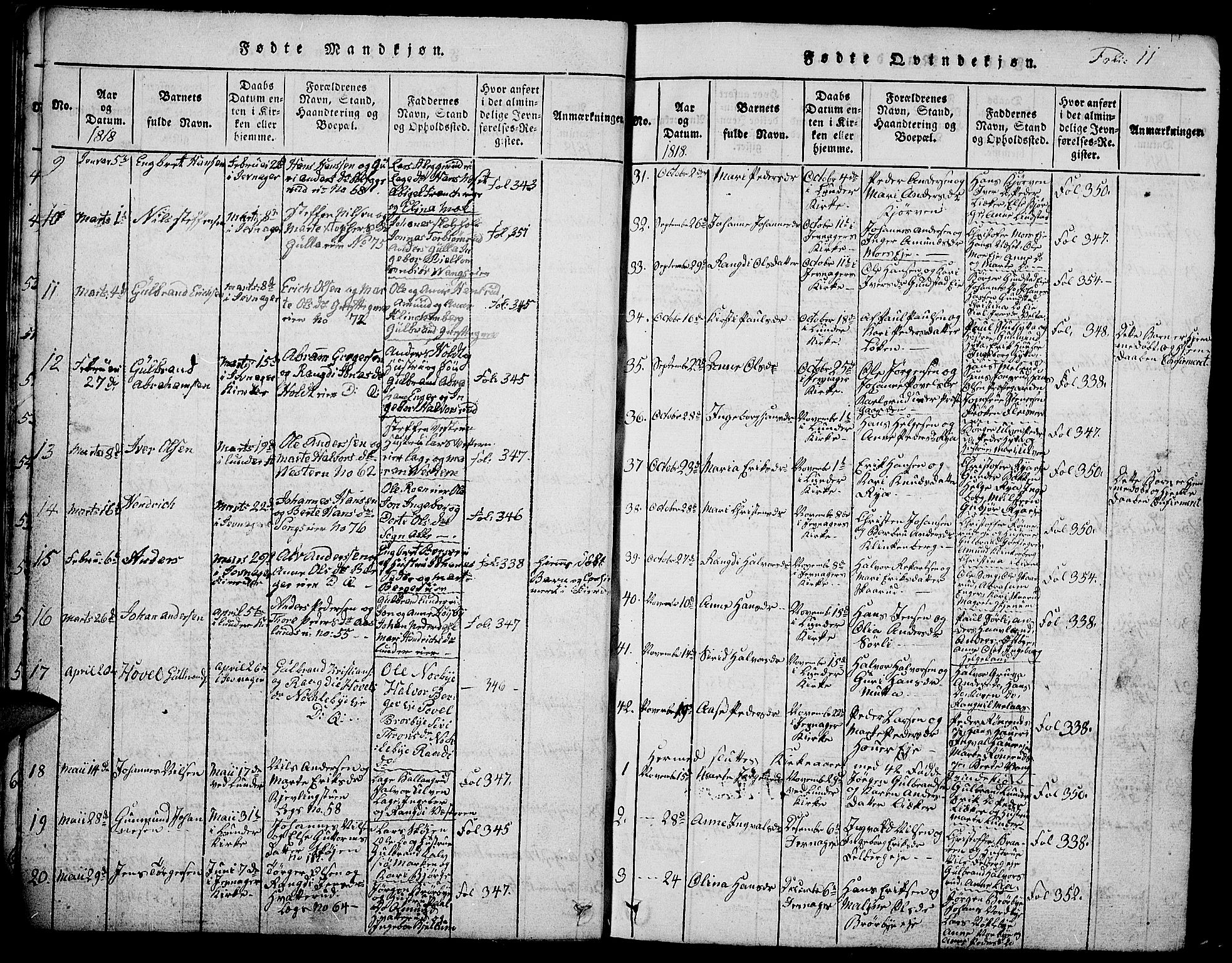 Jevnaker prestekontor, AV/SAH-PREST-116/H/Ha/Hab/L0001: Parish register (copy) no. 1, 1815-1837, p. 11