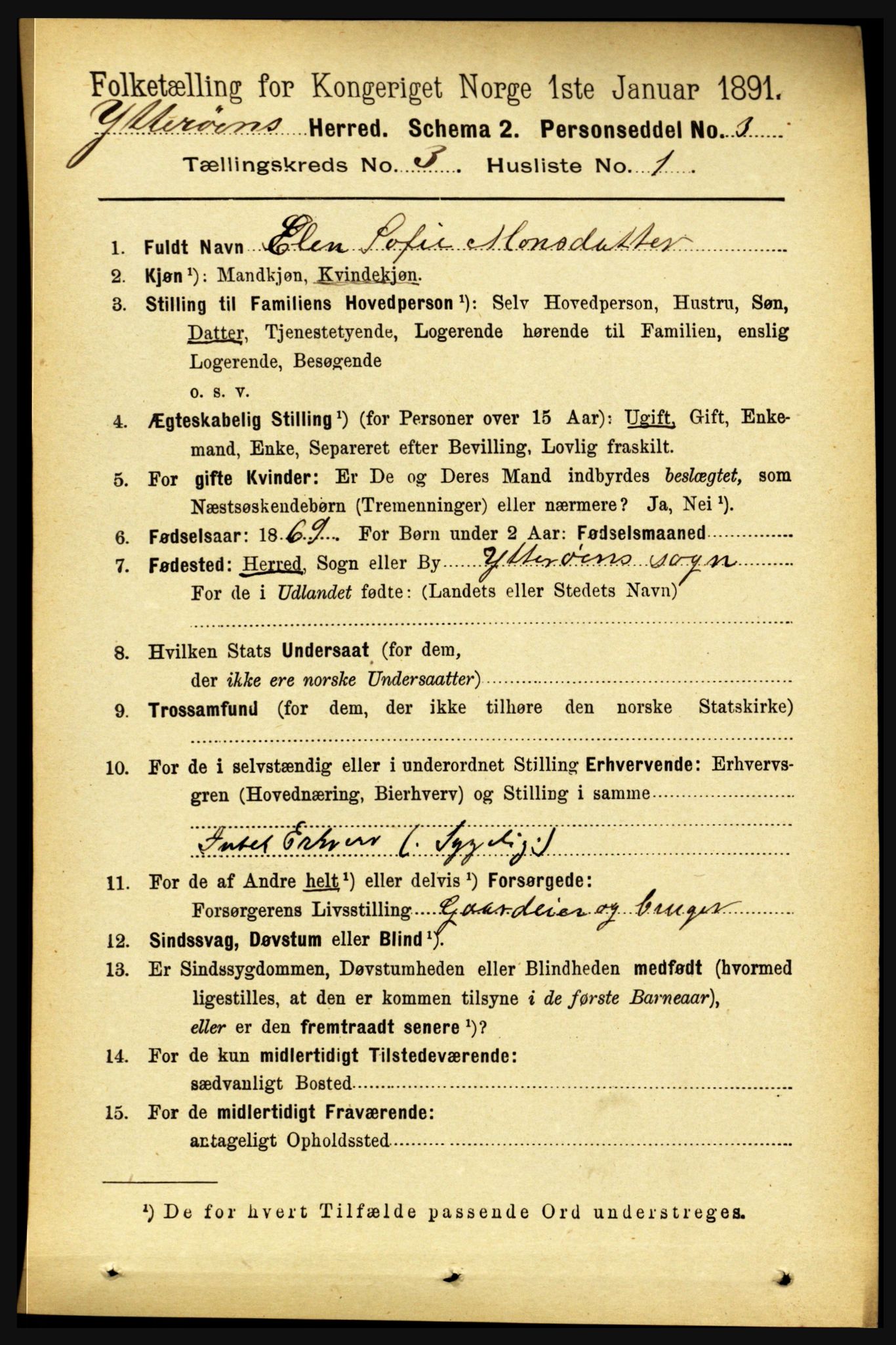 RA, 1891 census for 1722 Ytterøy, 1891, p. 1218