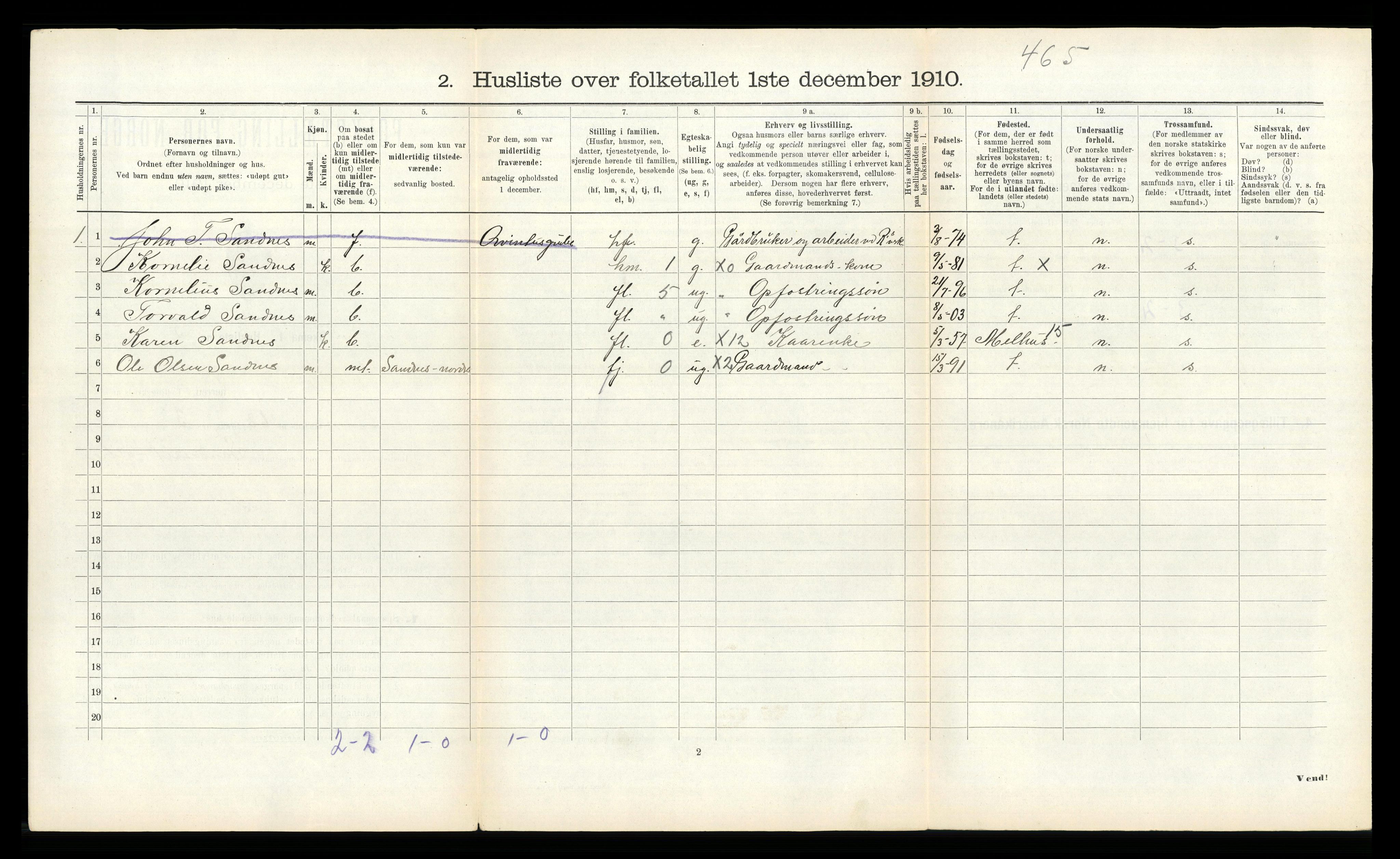 RA, 1910 census for Røros, 1910, p. 206