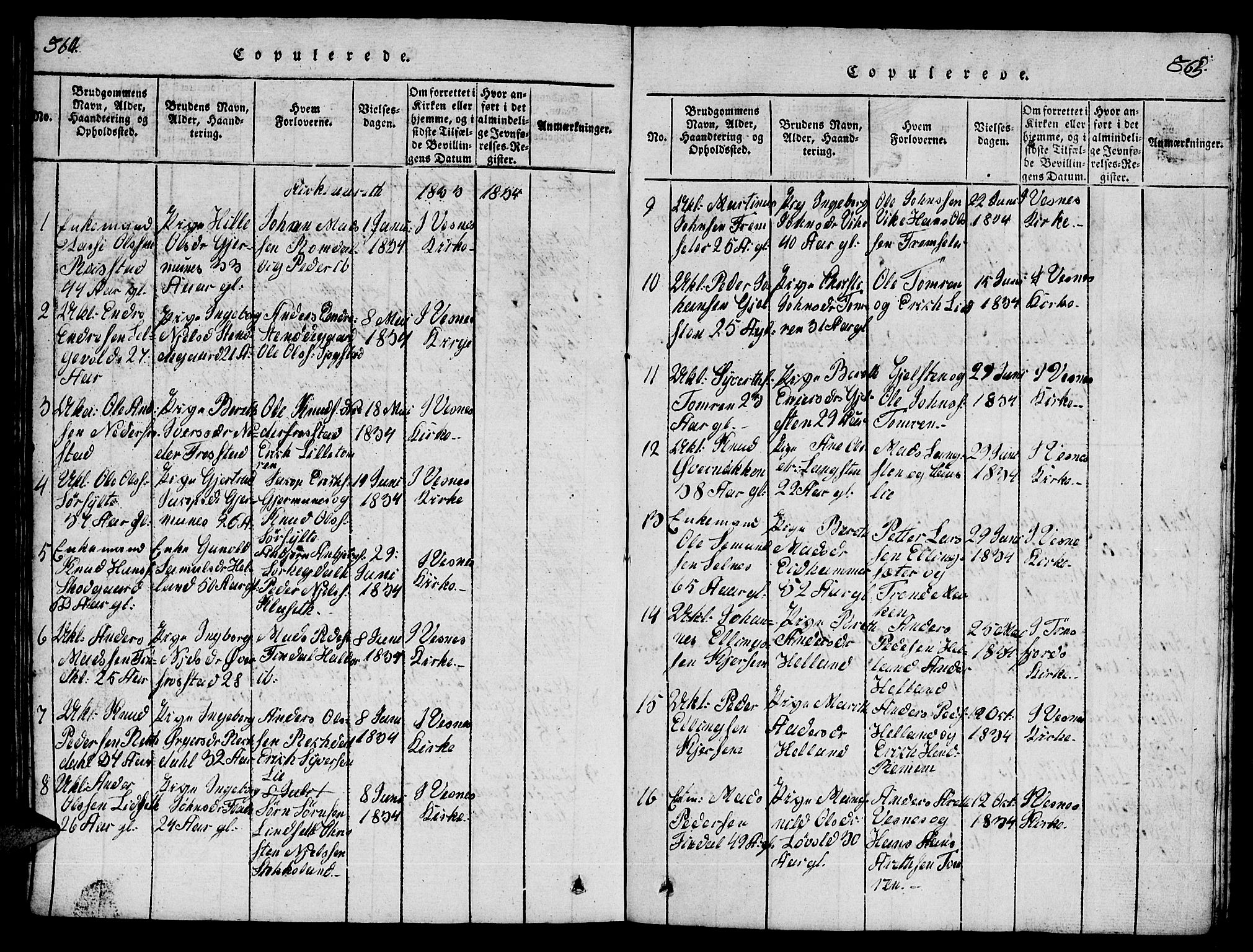 Ministerialprotokoller, klokkerbøker og fødselsregistre - Møre og Romsdal, AV/SAT-A-1454/539/L0535: Parish register (copy) no. 539C01, 1818-1842, p. 364-365