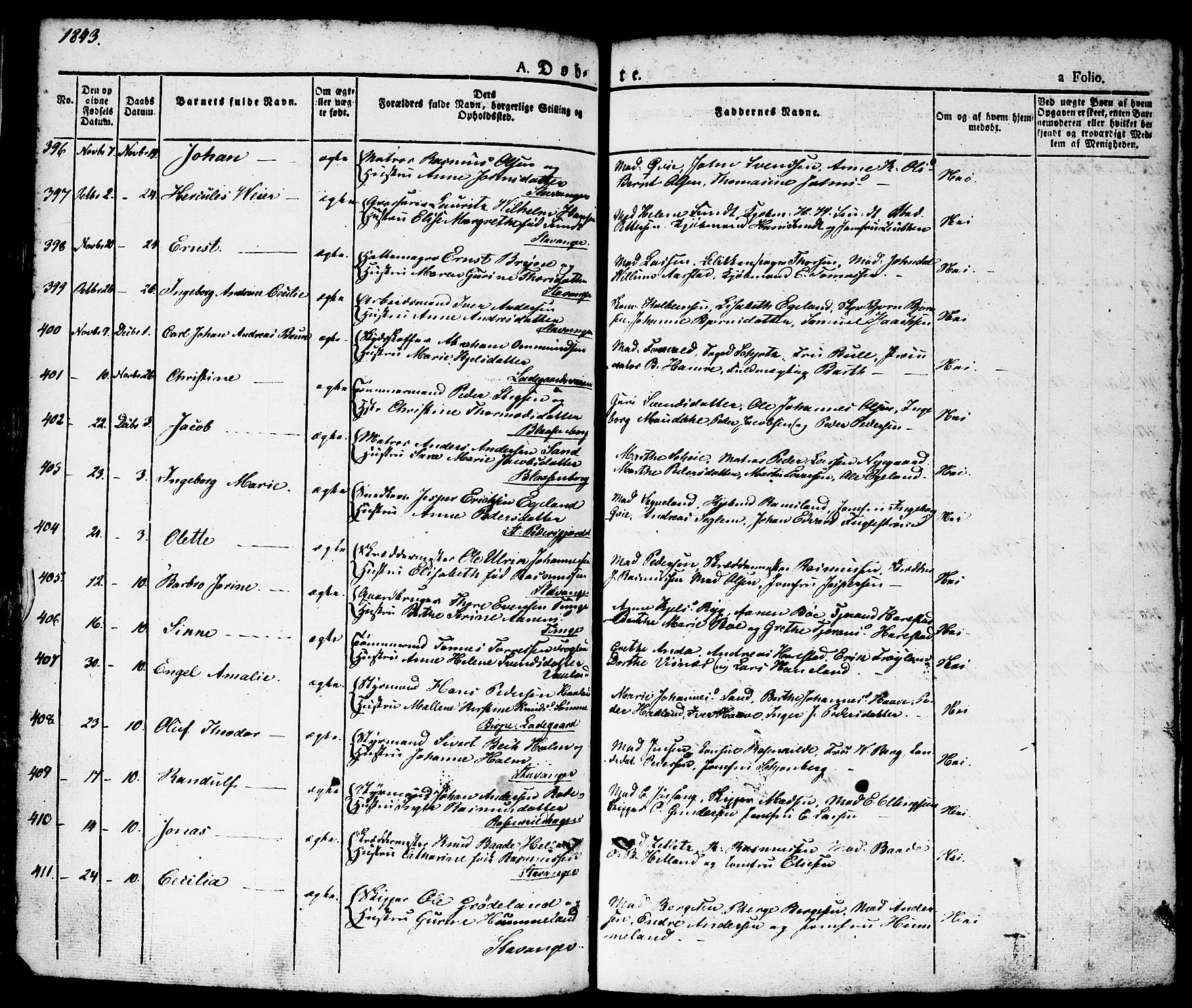 Domkirken sokneprestkontor, AV/SAST-A-101812/001/30/30BA/L0011: Parish register (official) no. A 11, 1832-1856