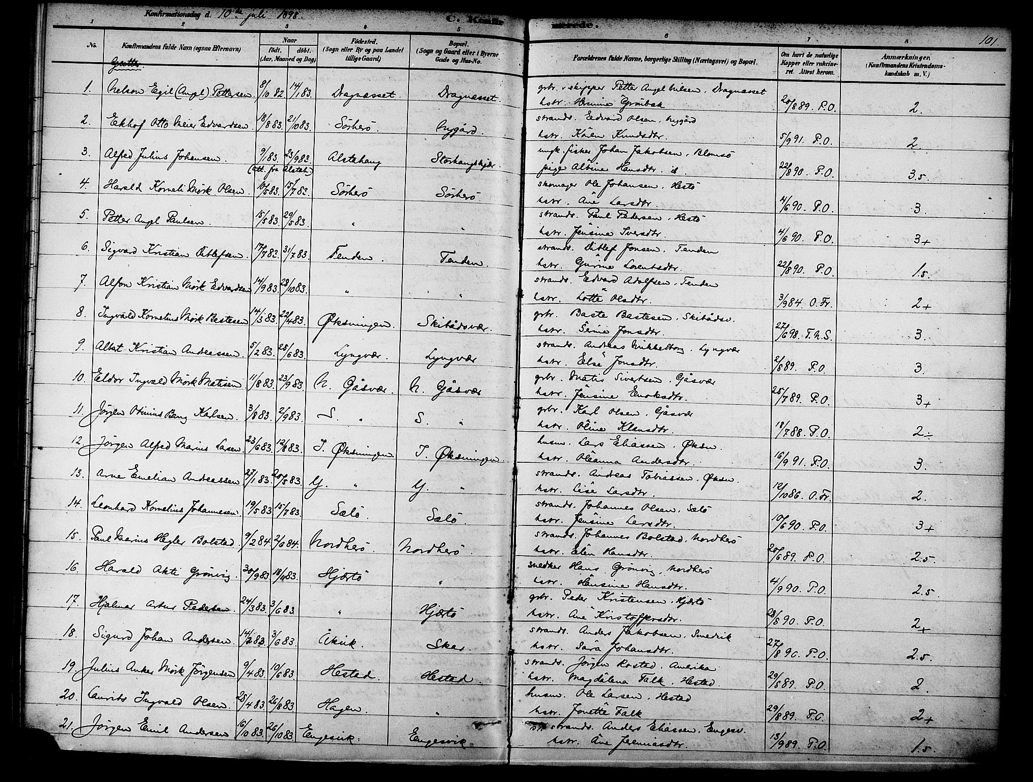 Ministerialprotokoller, klokkerbøker og fødselsregistre - Nordland, AV/SAT-A-1459/834/L0508: Parish register (official) no. 834A06, 1892-1901, p. 101