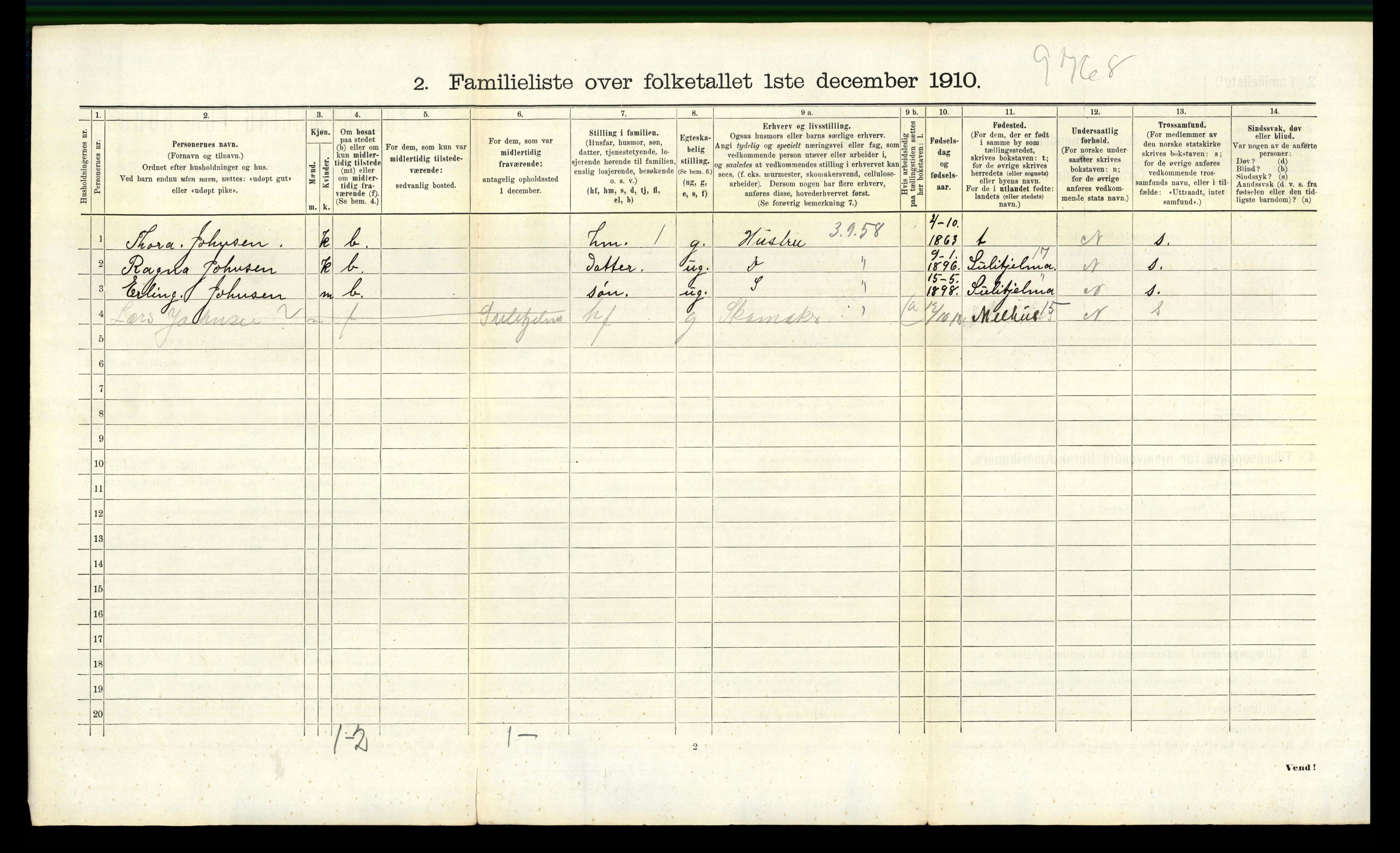 RA, 1910 census for Bodø, 1910, p. 2882