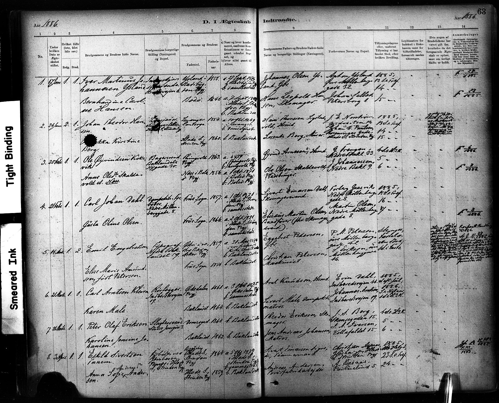 Ministerialprotokoller, klokkerbøker og fødselsregistre - Sør-Trøndelag, SAT/A-1456/604/L0189: Parish register (official) no. 604A10, 1878-1892, p. 63