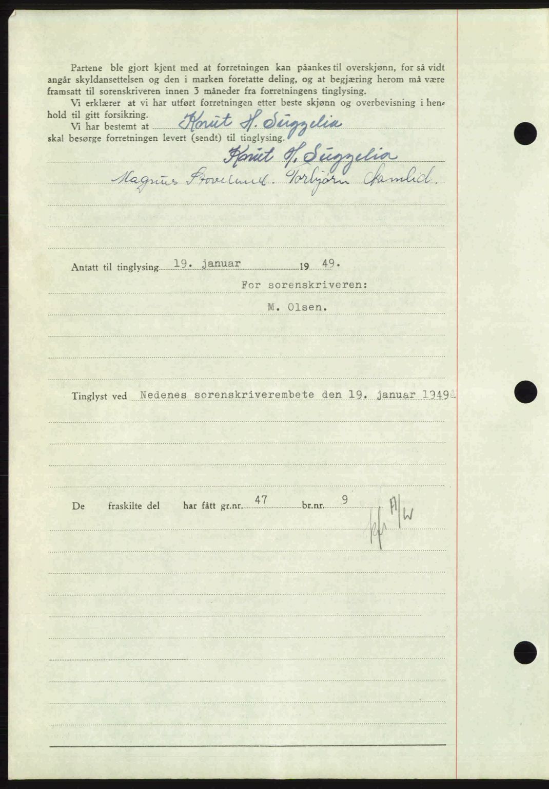 Nedenes sorenskriveri, AV/SAK-1221-0006/G/Gb/Gba/L0060: Mortgage book no. A12, 1948-1949, Diary no: : 90/1949