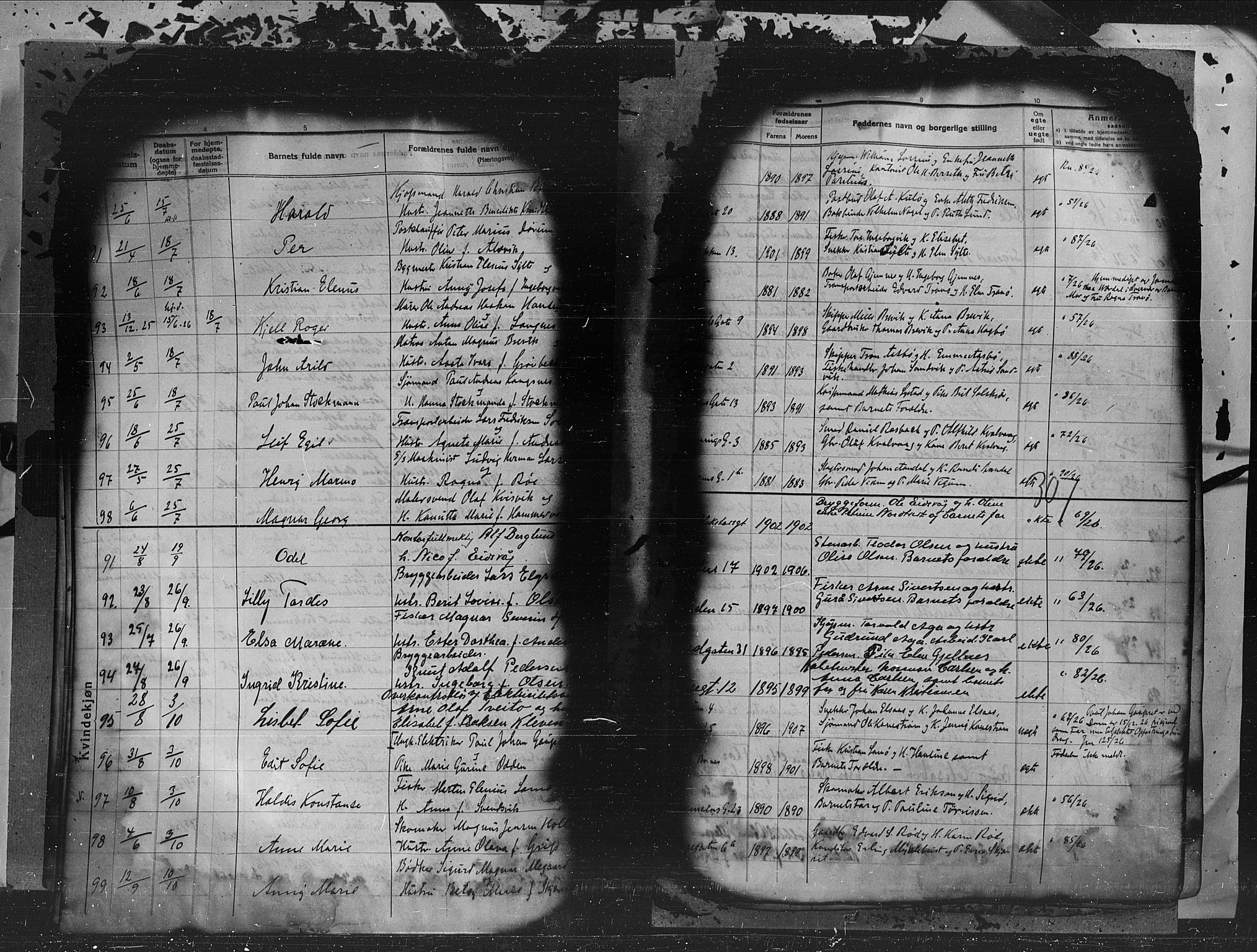 Kristiansund sokneprestkontor, AV/SAT-A-1068/1/I/I1: Parish register (official) no. 7a-b, 1914-1930, p. 307