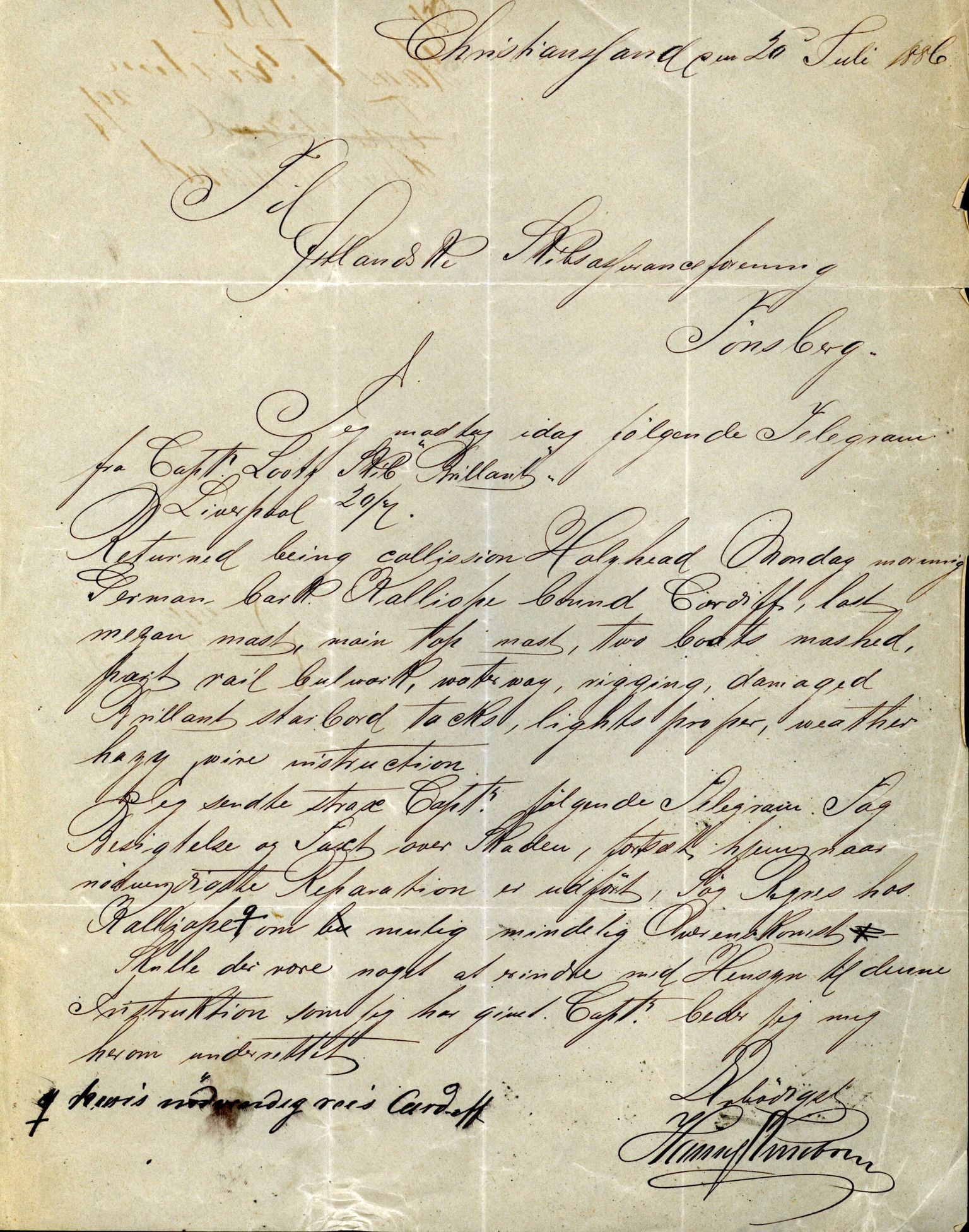 Pa 63 - Østlandske skibsassuranceforening, VEMU/A-1079/G/Ga/L0019/0010: Havaridokumenter / Victoria, Vigor, Cathrine, Brillant, Alvega, Rotvid, 1886, p. 29