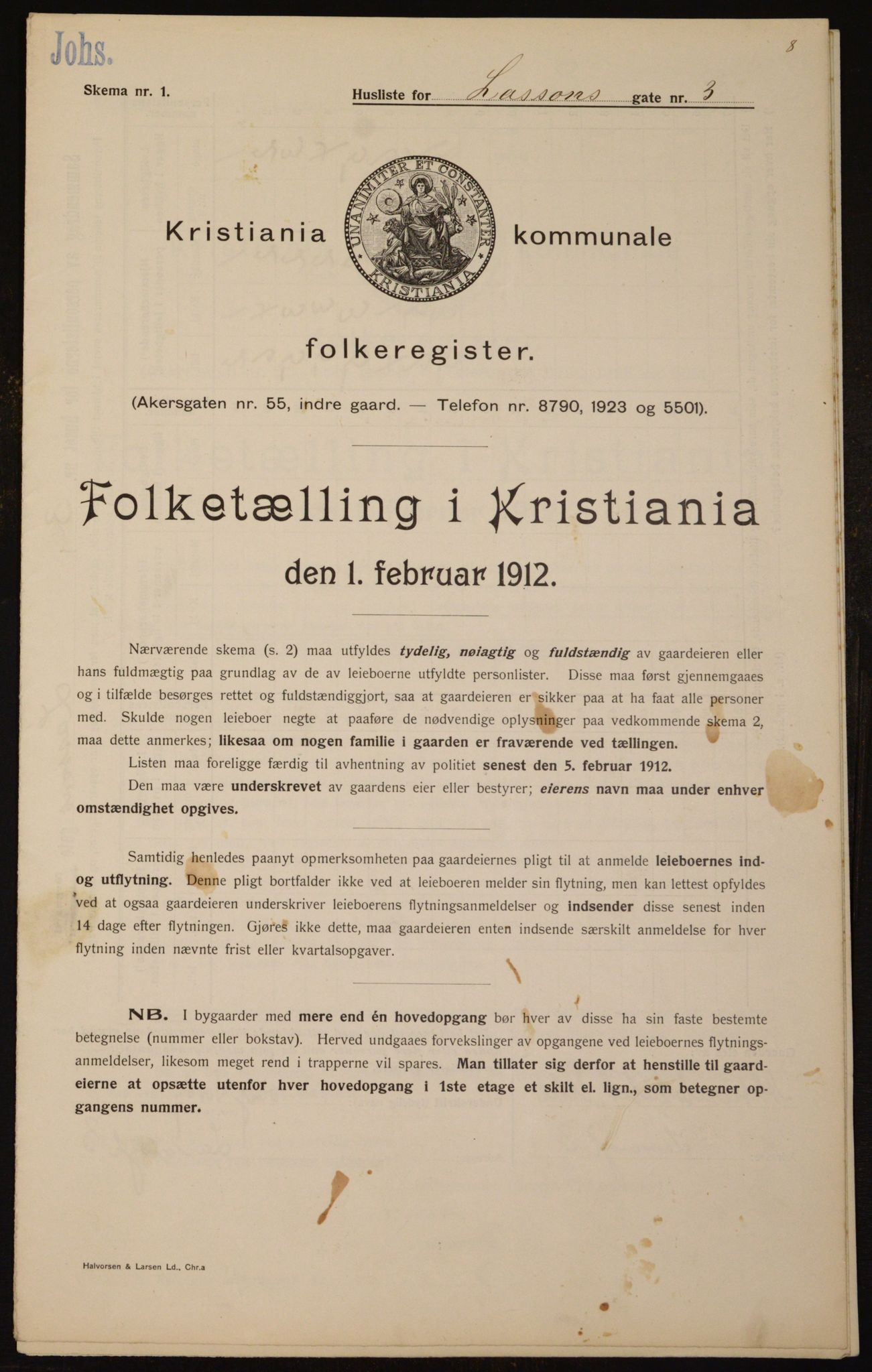 OBA, Municipal Census 1912 for Kristiania, 1912, p. 57550