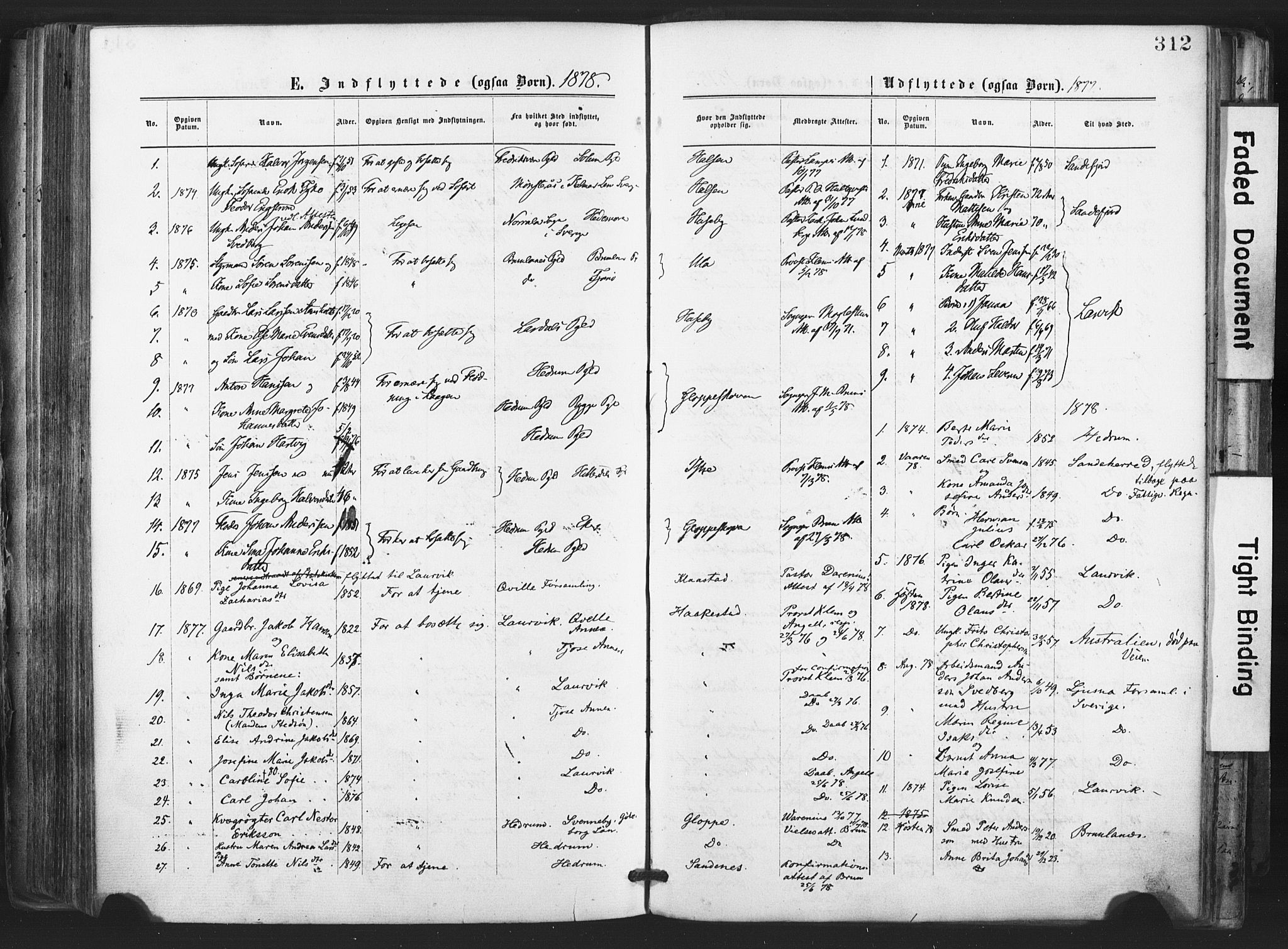 Tjølling kirkebøker, SAKO/A-60/F/Fa/L0008: Parish register (official) no. 8, 1877-1886, p. 312