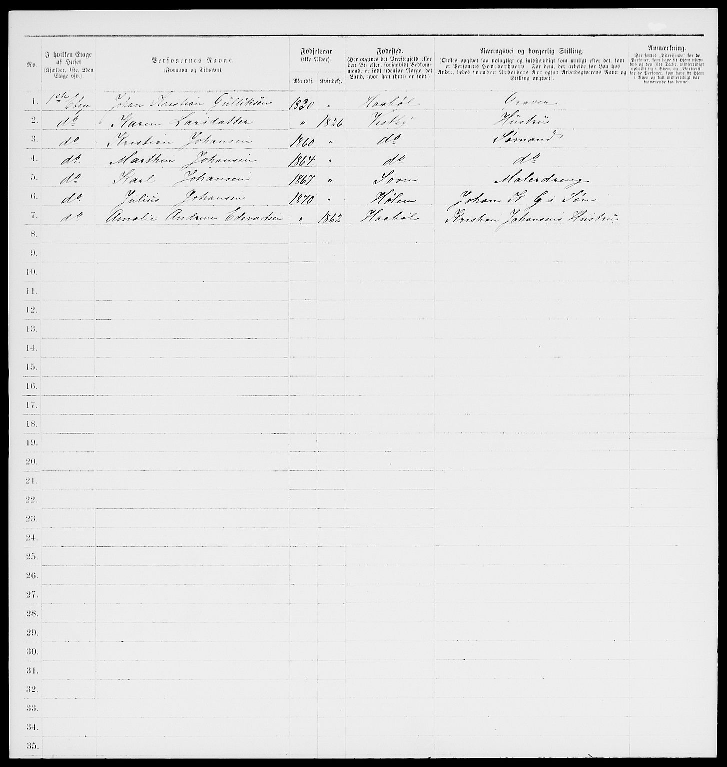 RA, 1885 census for 0204 Hølen, 1885, p. 14