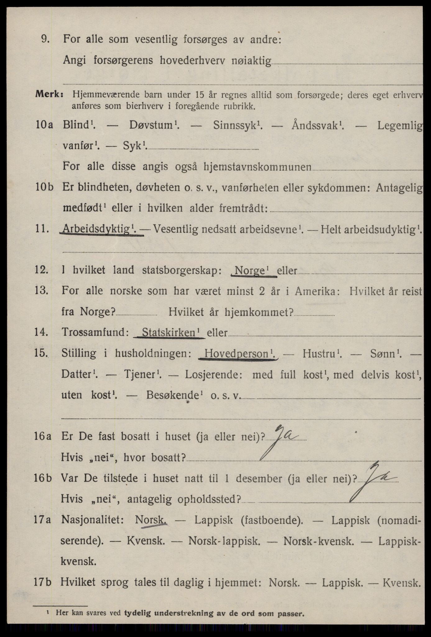 SAT, 1920 census for Byneset, 1920, p. 2999