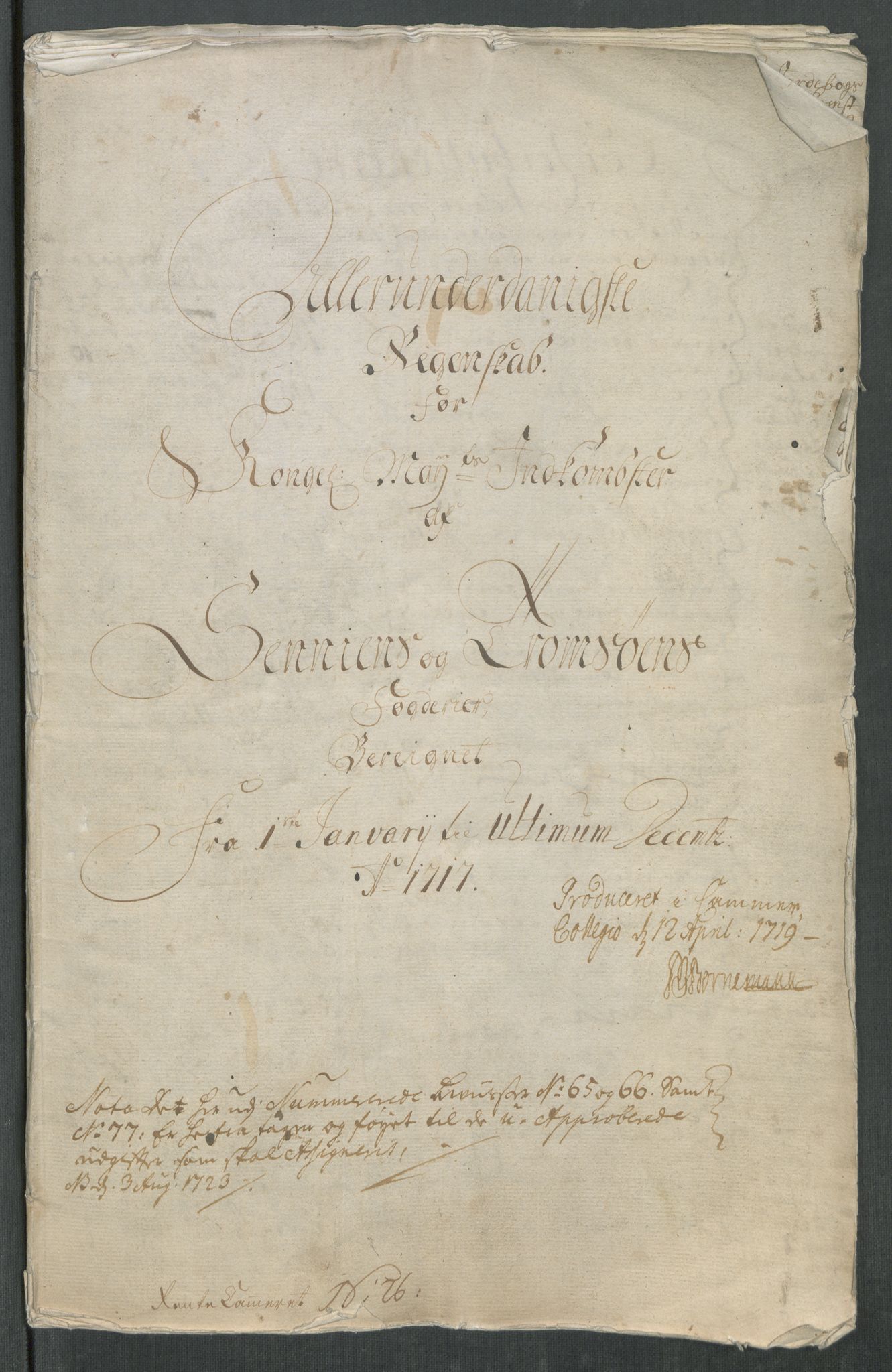 Rentekammeret inntil 1814, Reviderte regnskaper, Fogderegnskap, RA/EA-4092/R68/L4763: Fogderegnskap Senja og Troms, 1717, p. 5