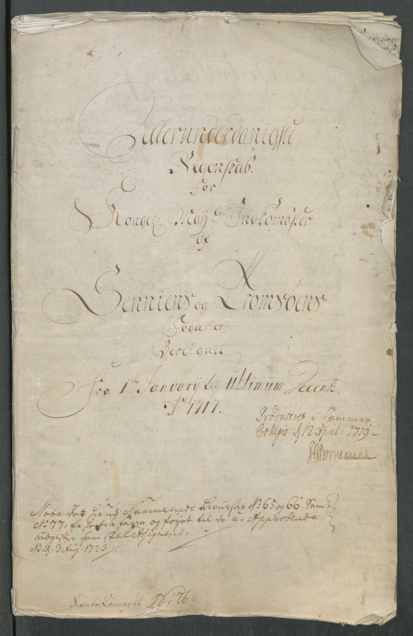 Rentekammeret inntil 1814, Reviderte regnskaper, Fogderegnskap, AV/RA-EA-4092/R68/L4763: Fogderegnskap Senja og Troms, 1717, p. 5