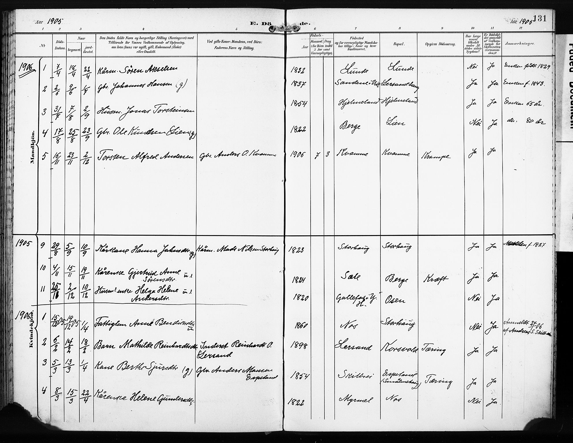 Gaular sokneprestembete, SAB/A-80001/H/Haa: Parish register (official) no. C 2, 1898-1910, p. 131