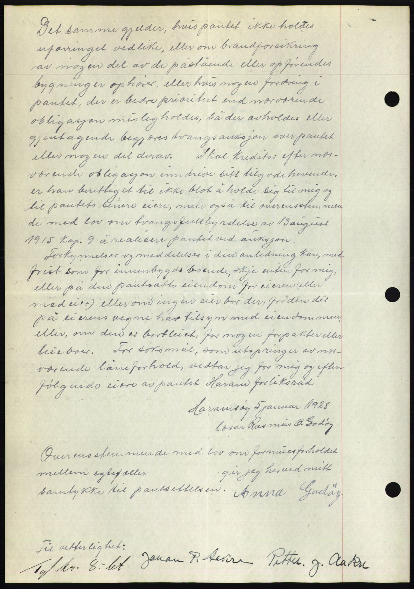 Nordre Sunnmøre sorenskriveri, AV/SAT-A-0006/1/2/2C/2Ca/L0041: Mortgage book no. 41, 1928-1928, Deed date: 09.01.1928