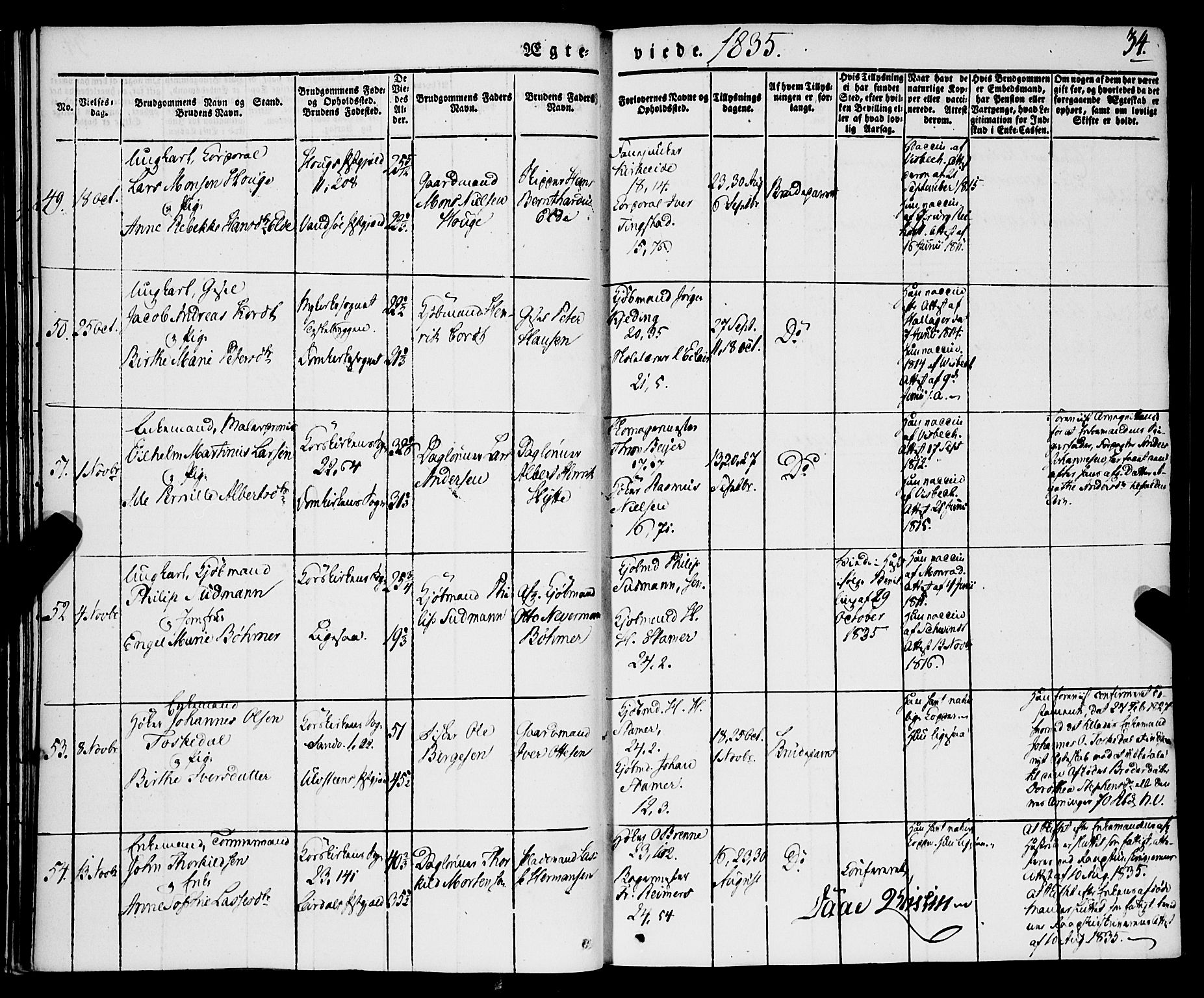 Korskirken sokneprestembete, SAB/A-76101/H/Haa/L0034: Parish register (official) no. D 1, 1832-1852, p. 34