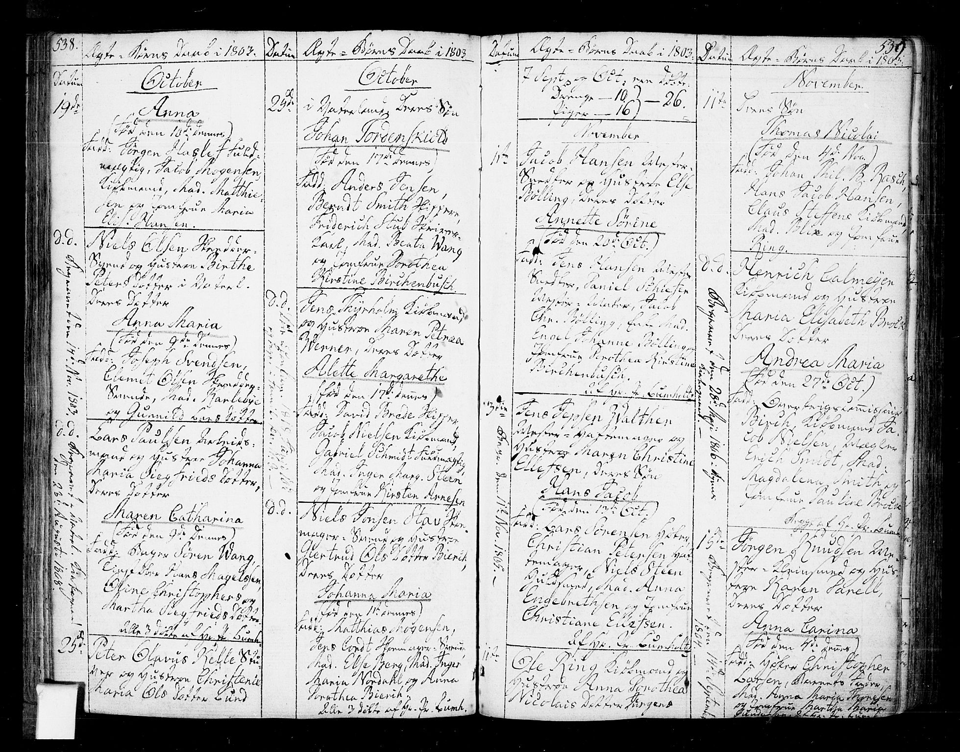 Oslo domkirke Kirkebøker, AV/SAO-A-10752/F/Fa/L0005: Parish register (official) no. 5, 1787-1806, p. 538-539