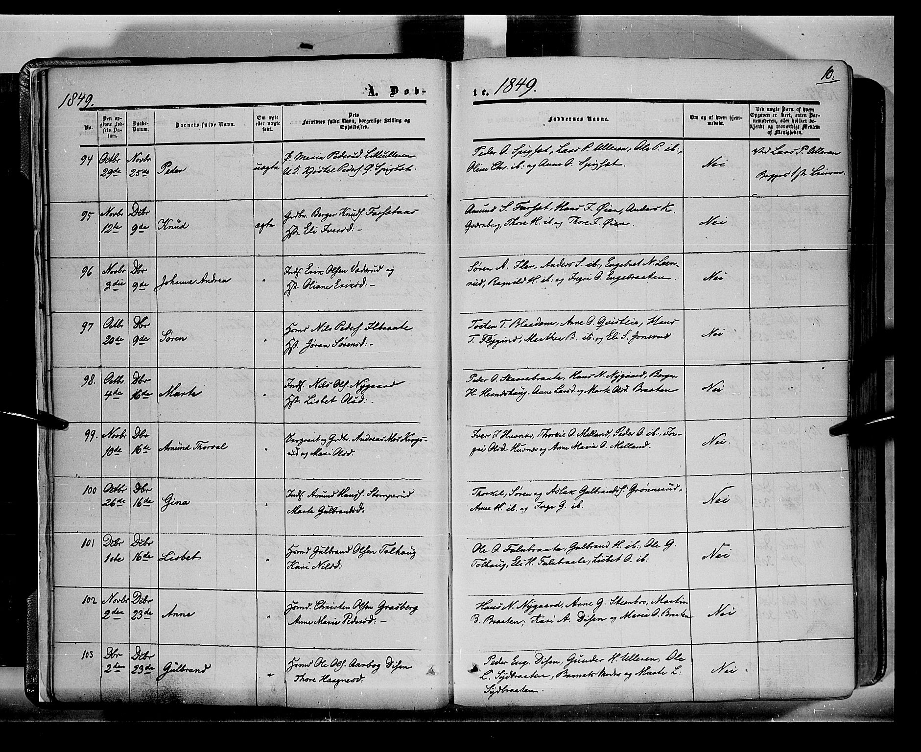 Sør-Odal prestekontor, AV/SAH-PREST-030/H/Ha/Haa/L0001: Parish register (official) no. 1, 1849-1859, p. 10