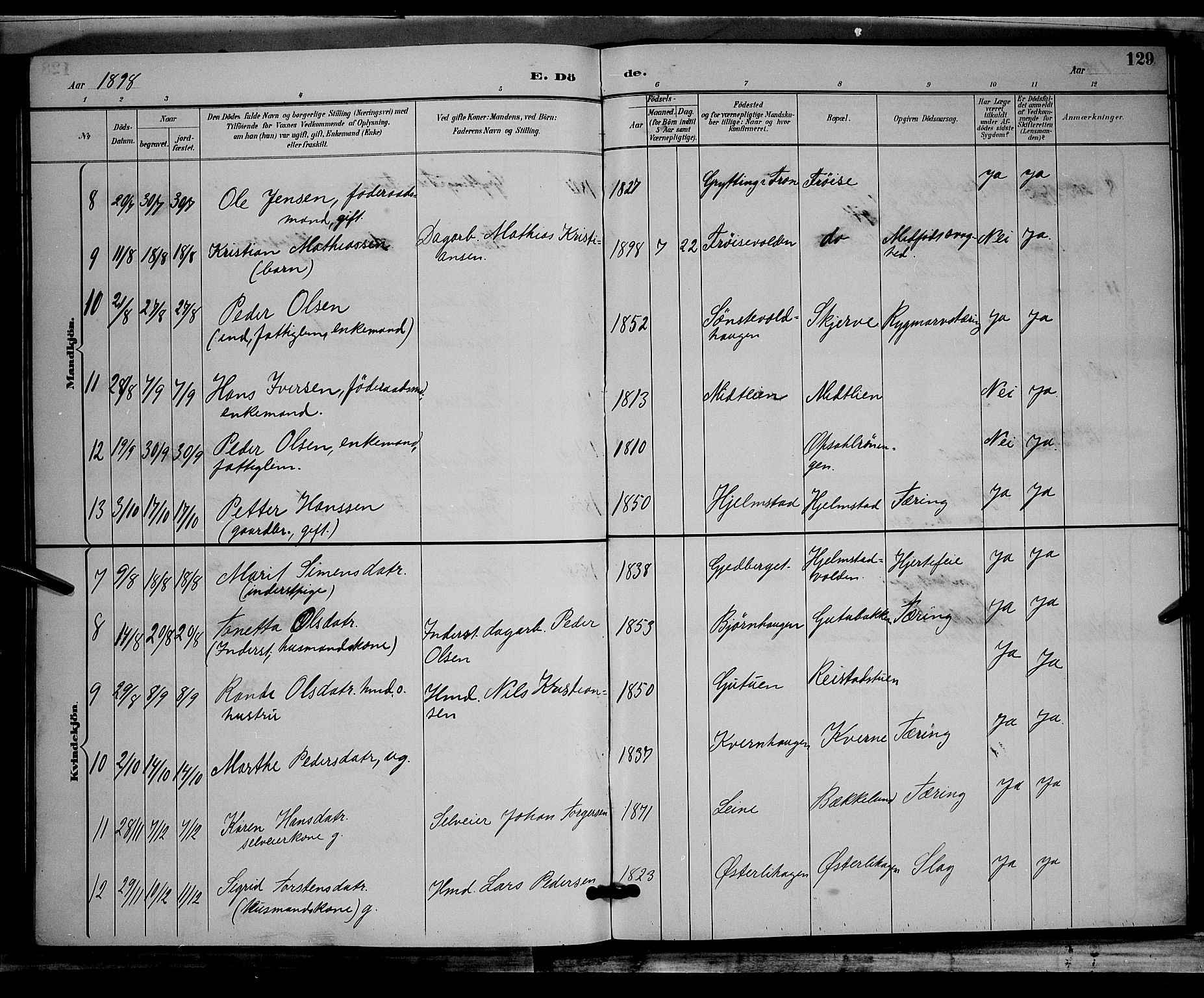 Østre Gausdal prestekontor, AV/SAH-PREST-092/H/Ha/Hab/L0002: Parish register (copy) no. 2, 1894-1904, p. 129