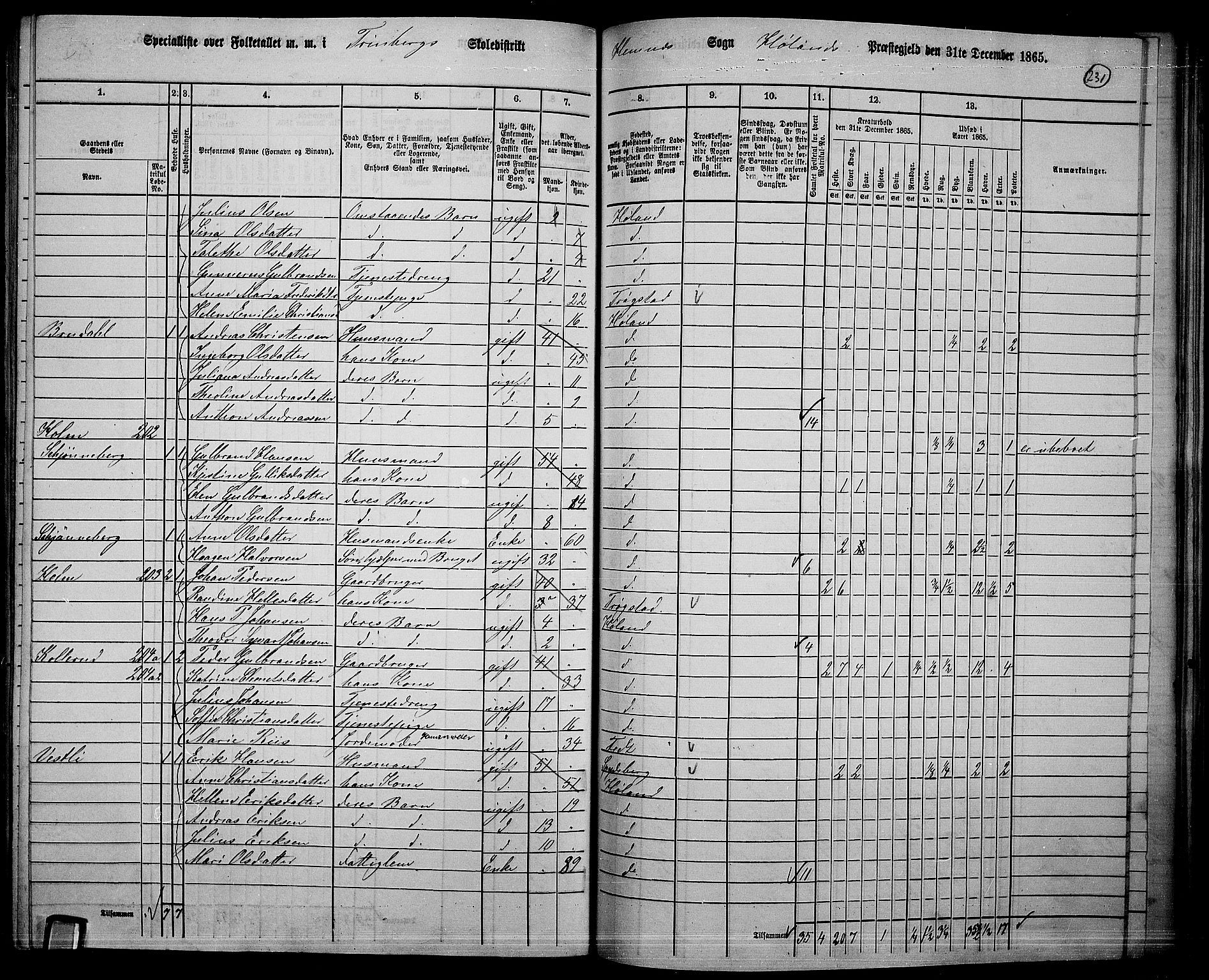 RA, 1865 census for Høland, 1865, p. 212