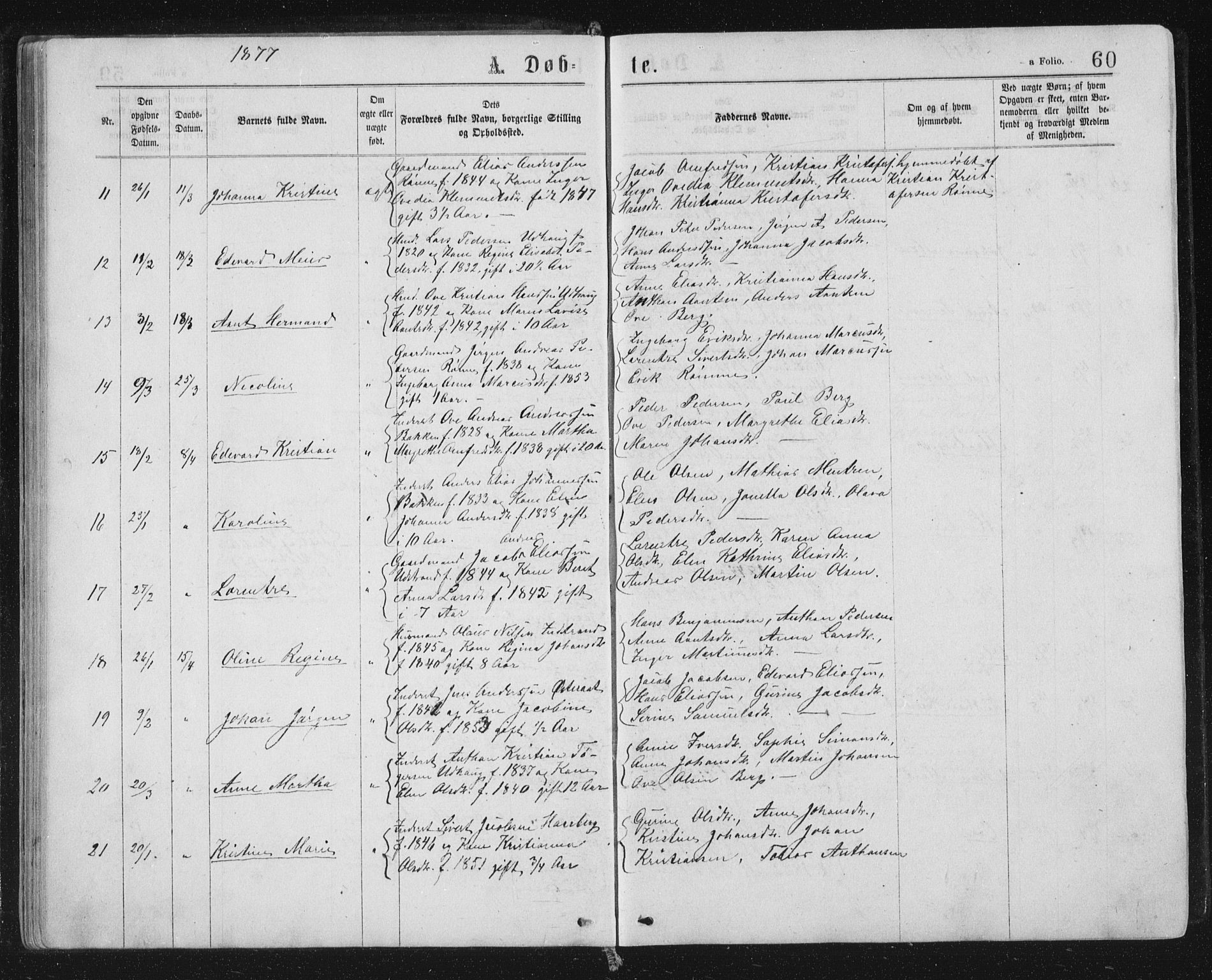Ministerialprotokoller, klokkerbøker og fødselsregistre - Sør-Trøndelag, SAT/A-1456/659/L0745: Parish register (copy) no. 659C02, 1869-1892, p. 60