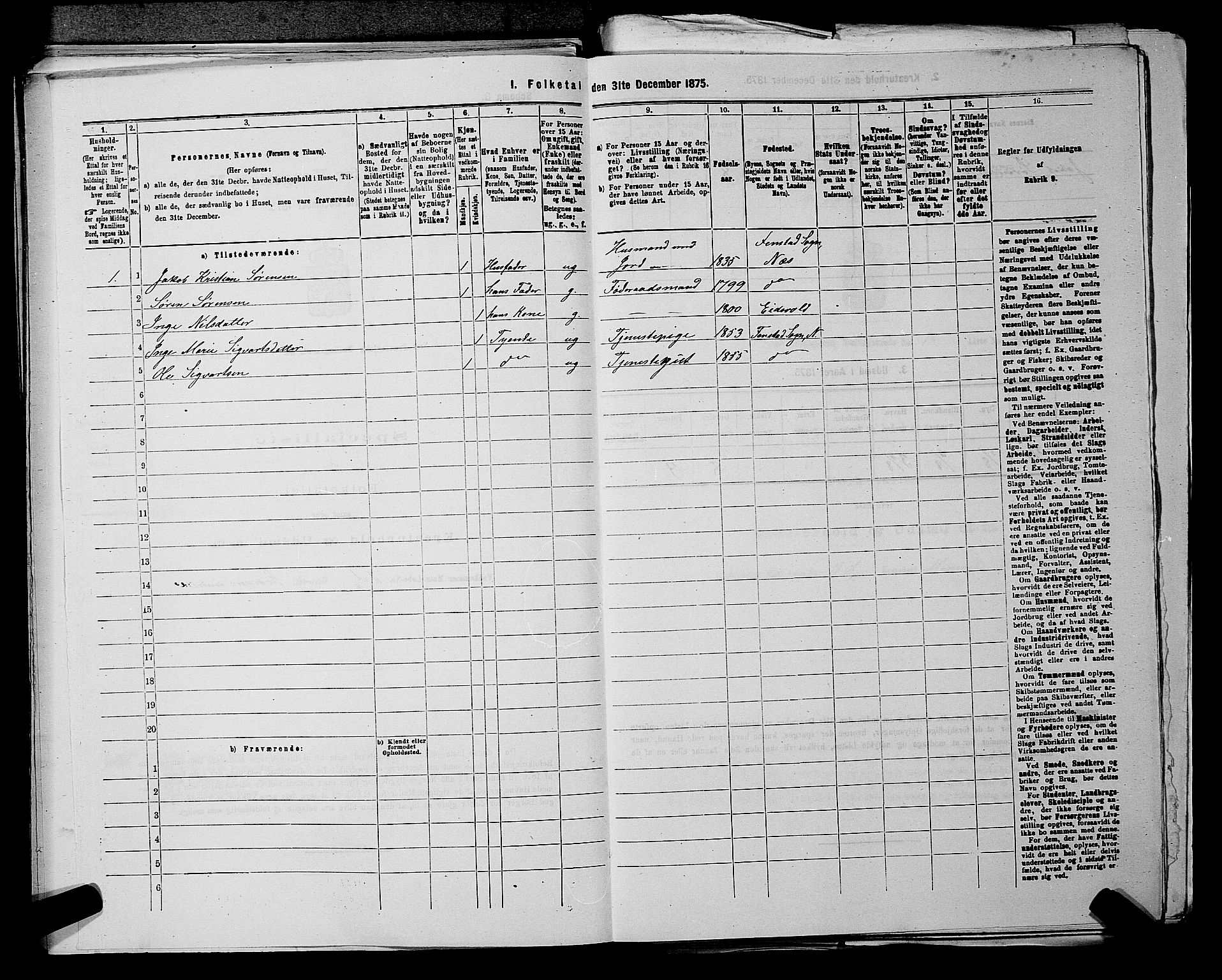 RA, 1875 census for 0236P Nes, 1875, p. 168