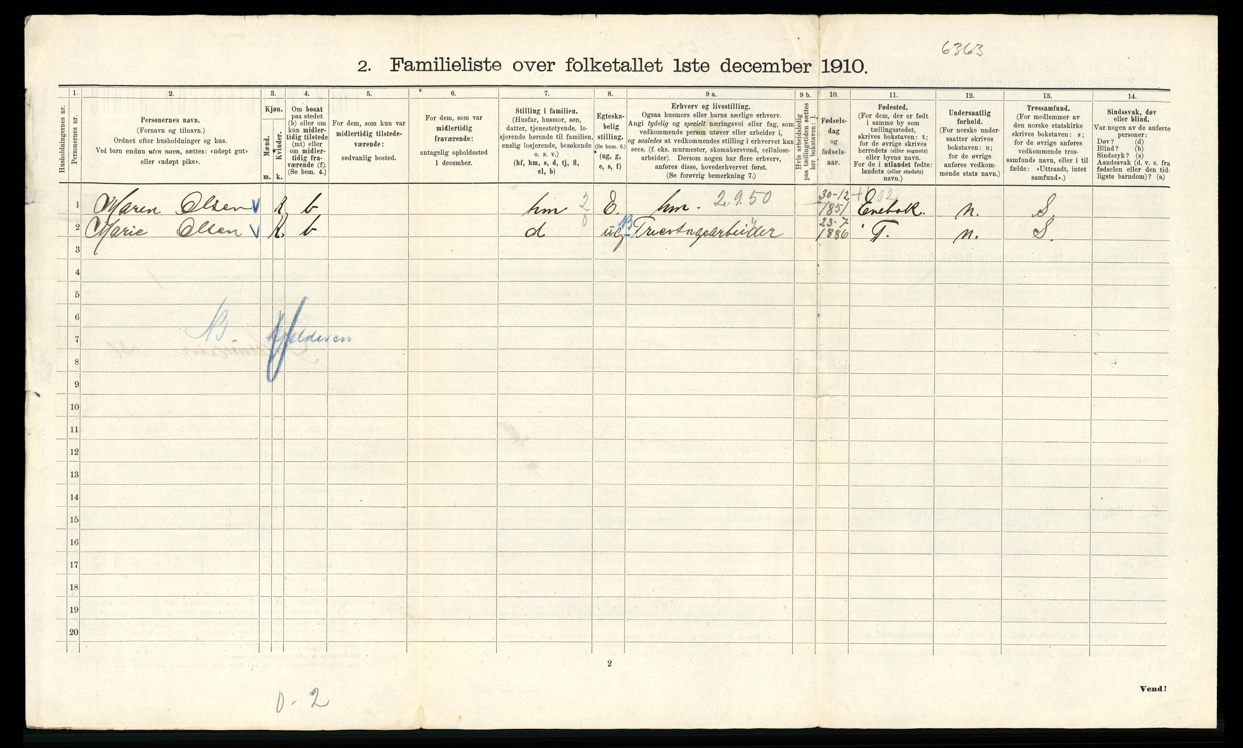 RA, 1910 census for Kristiania, 1910, p. 124382