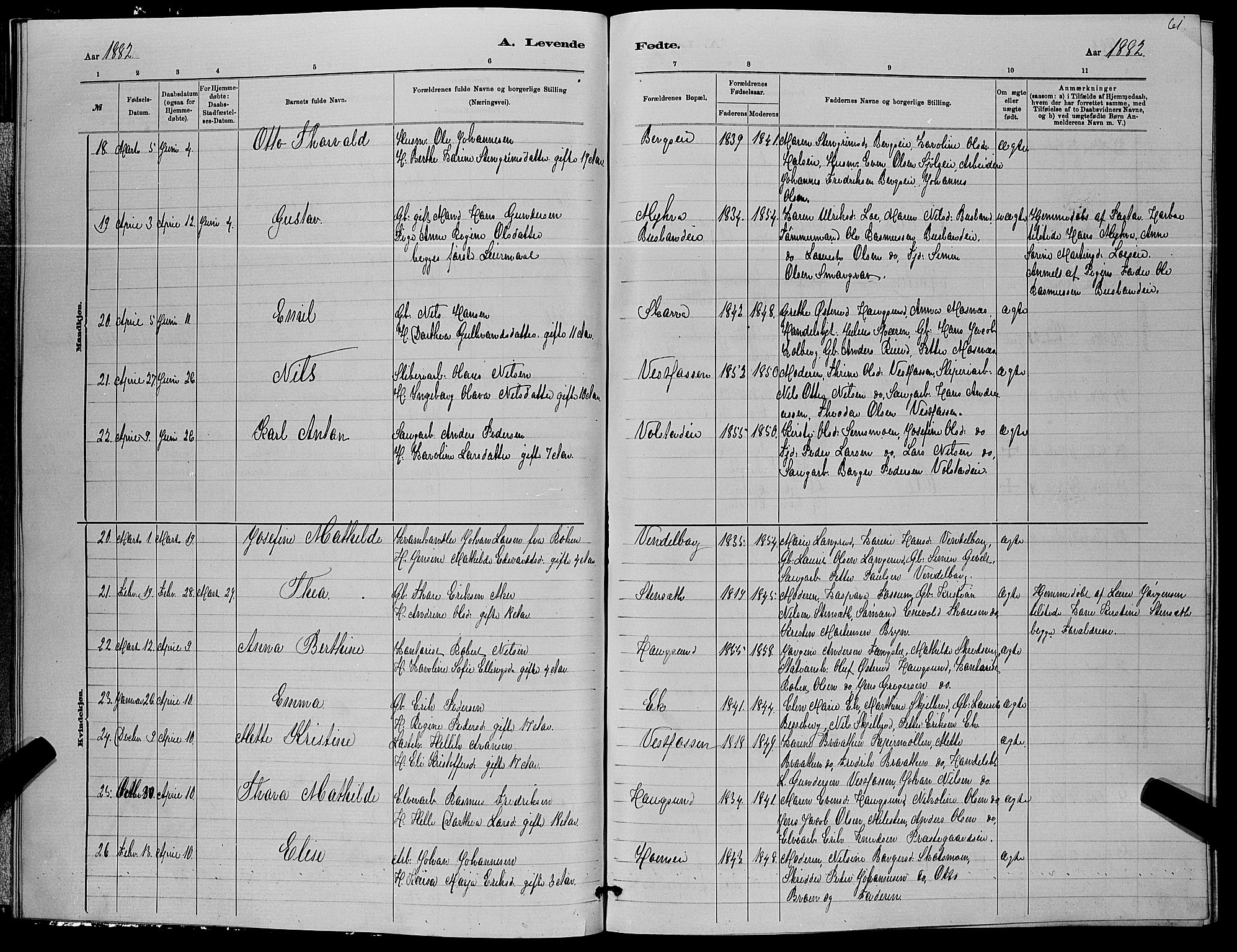 Eiker kirkebøker, AV/SAKO-A-4/G/Ga/L0005: Parish register (copy) no. I 5, 1878-1887, p. 61