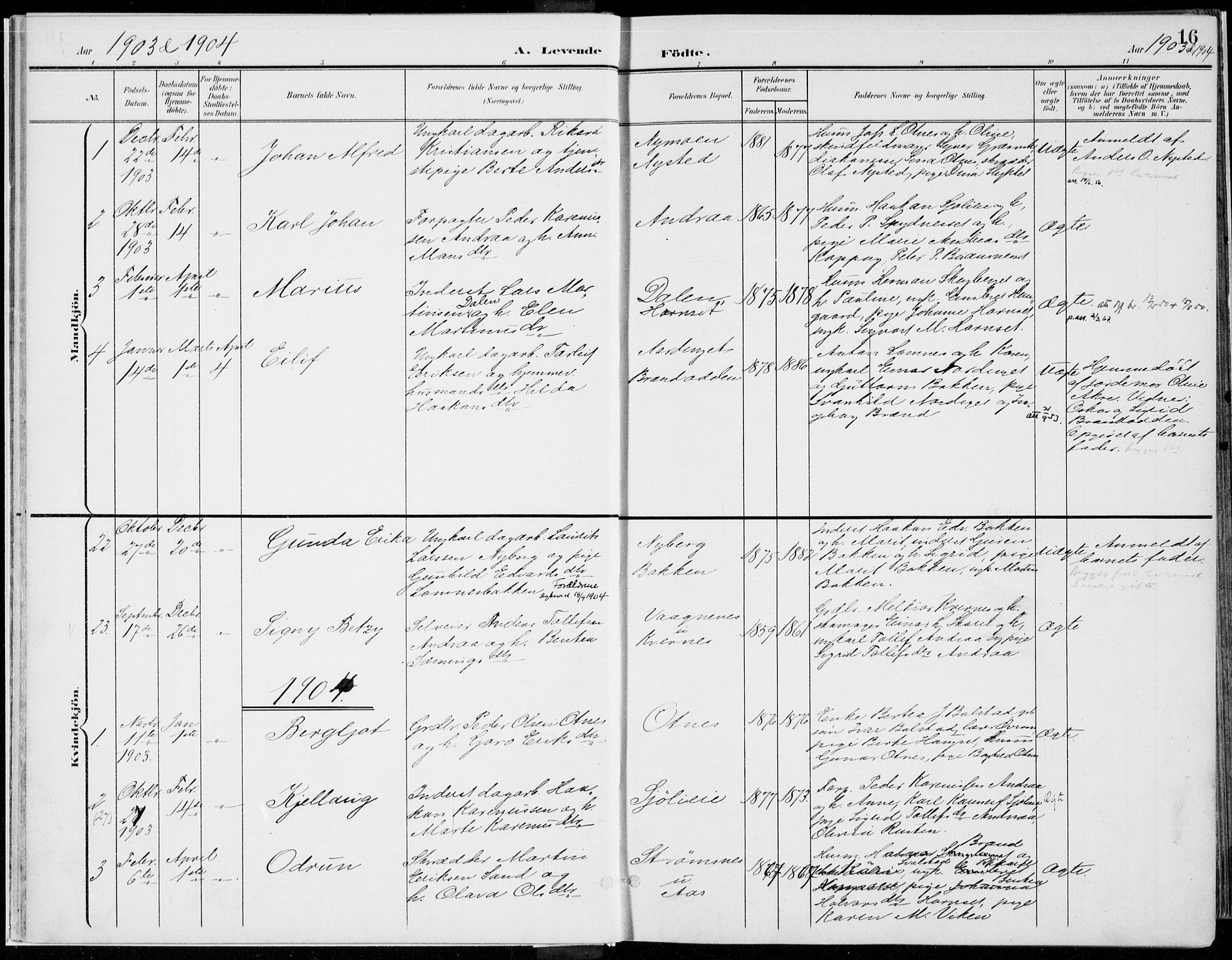 Rendalen prestekontor, SAH/PREST-054/H/Ha/Haa/L0011: Parish register (official) no. 11, 1901-1925, p. 16
