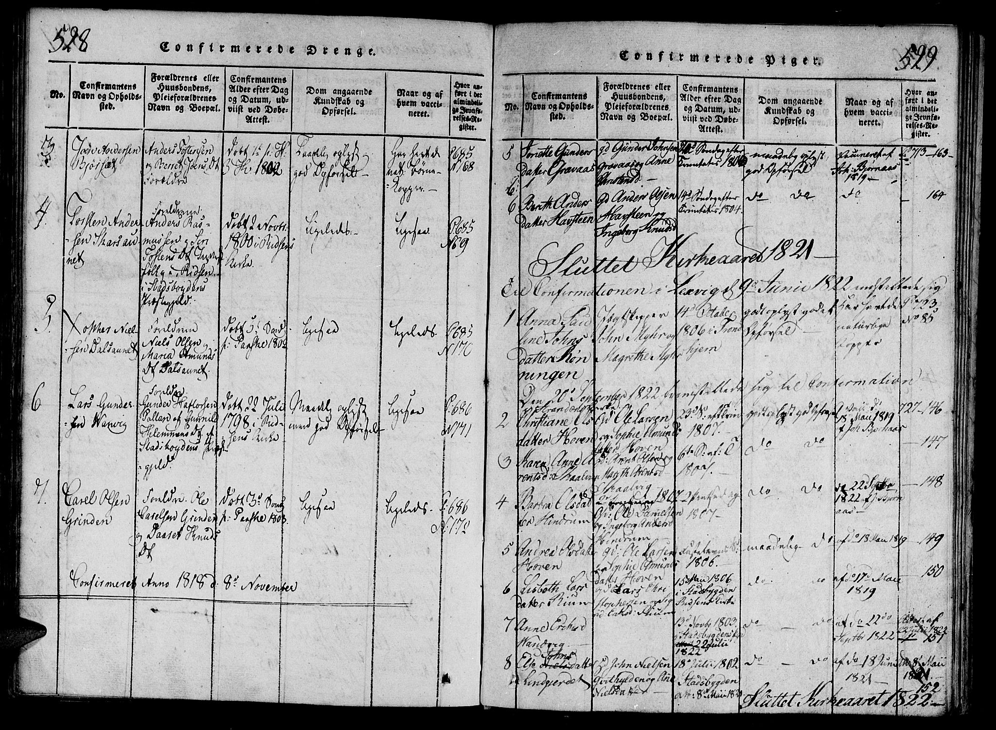 Ministerialprotokoller, klokkerbøker og fødselsregistre - Nord-Trøndelag, SAT/A-1458/701/L0005: Parish register (official) no. 701A05 /2, 1816-1825, p. 528-529