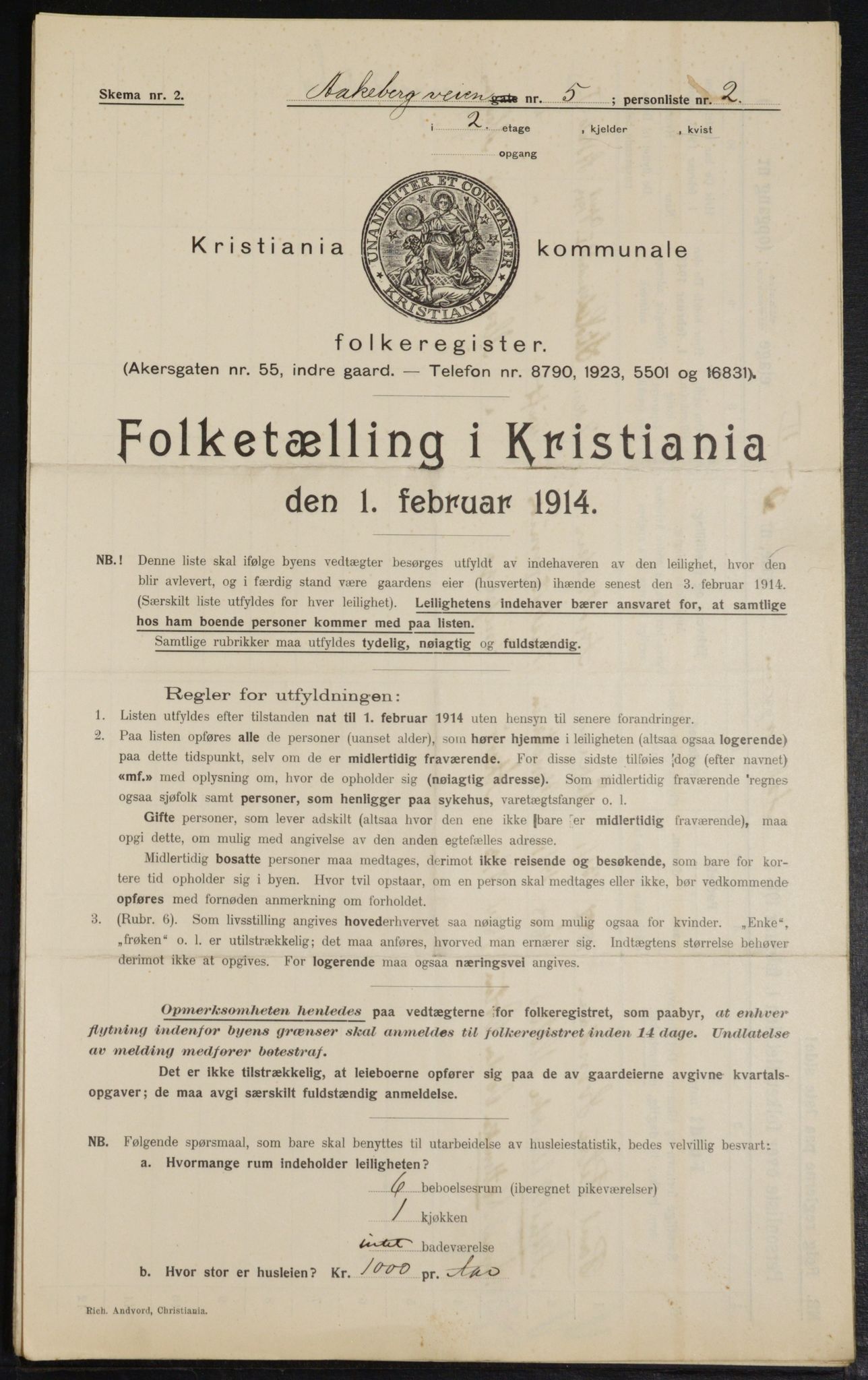 OBA, Municipal Census 1914 for Kristiania, 1914, p. 131373