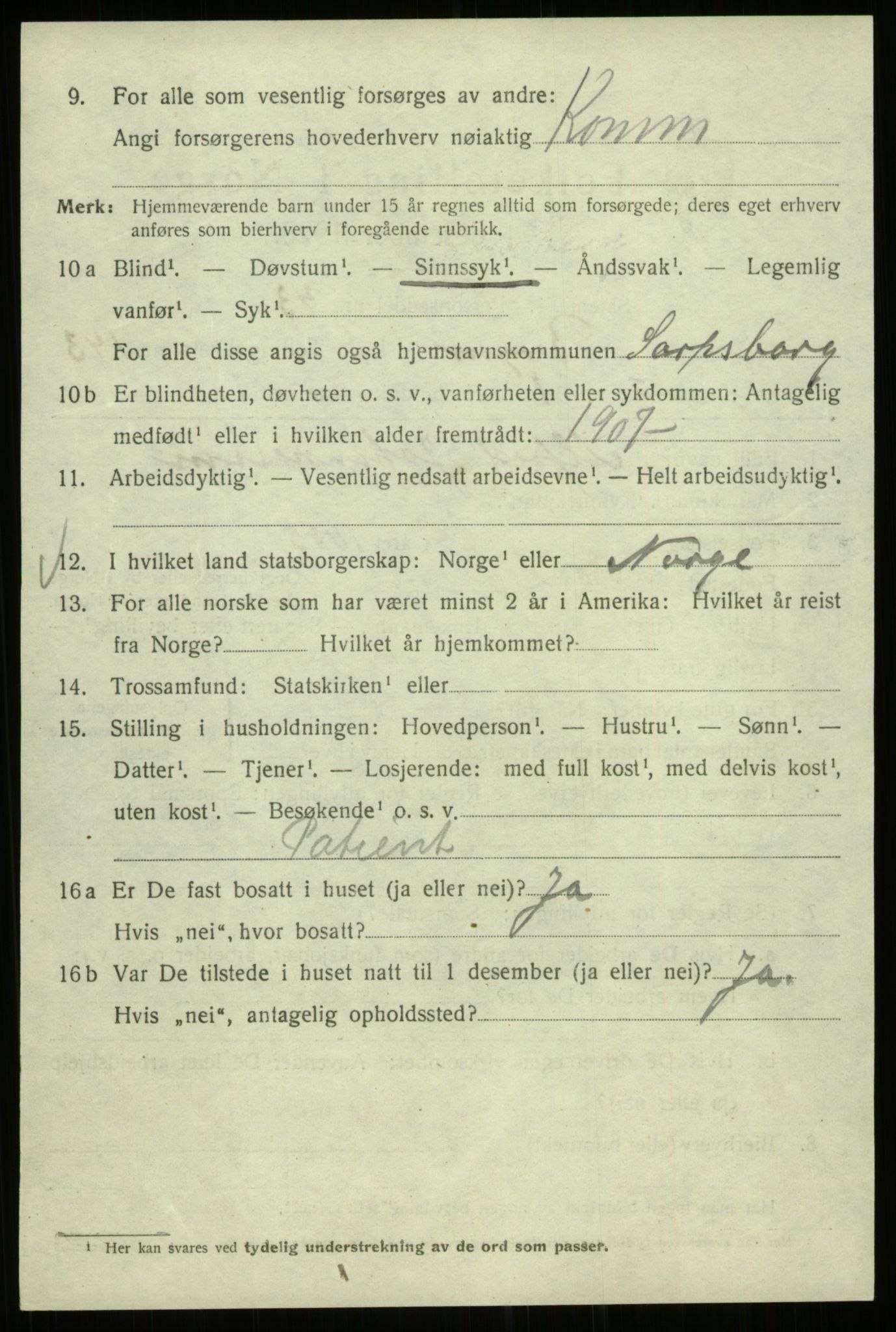 SAB, 1920 census for Bergen, 1920, p. 237941