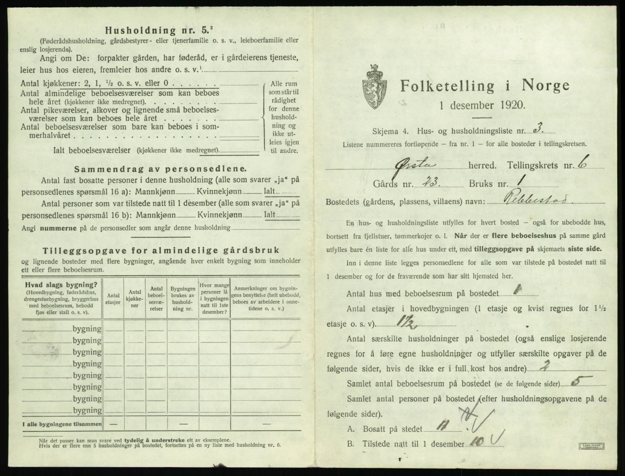 SAT, 1920 census for Ørsta, 1920, p. 610