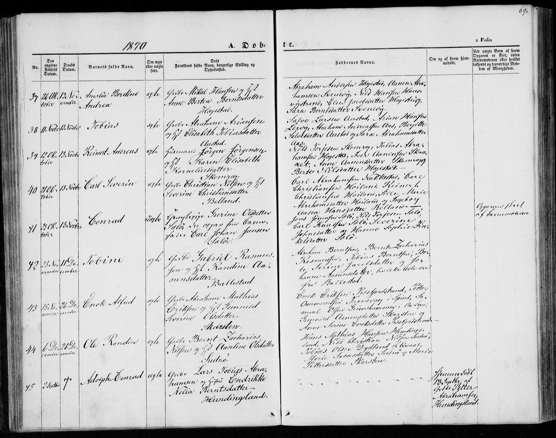 Lyngdal sokneprestkontor, SAK/1111-0029/F/Fa/Faa/L0002: Parish register (official) no. A 2, 1858-1870, p. 69