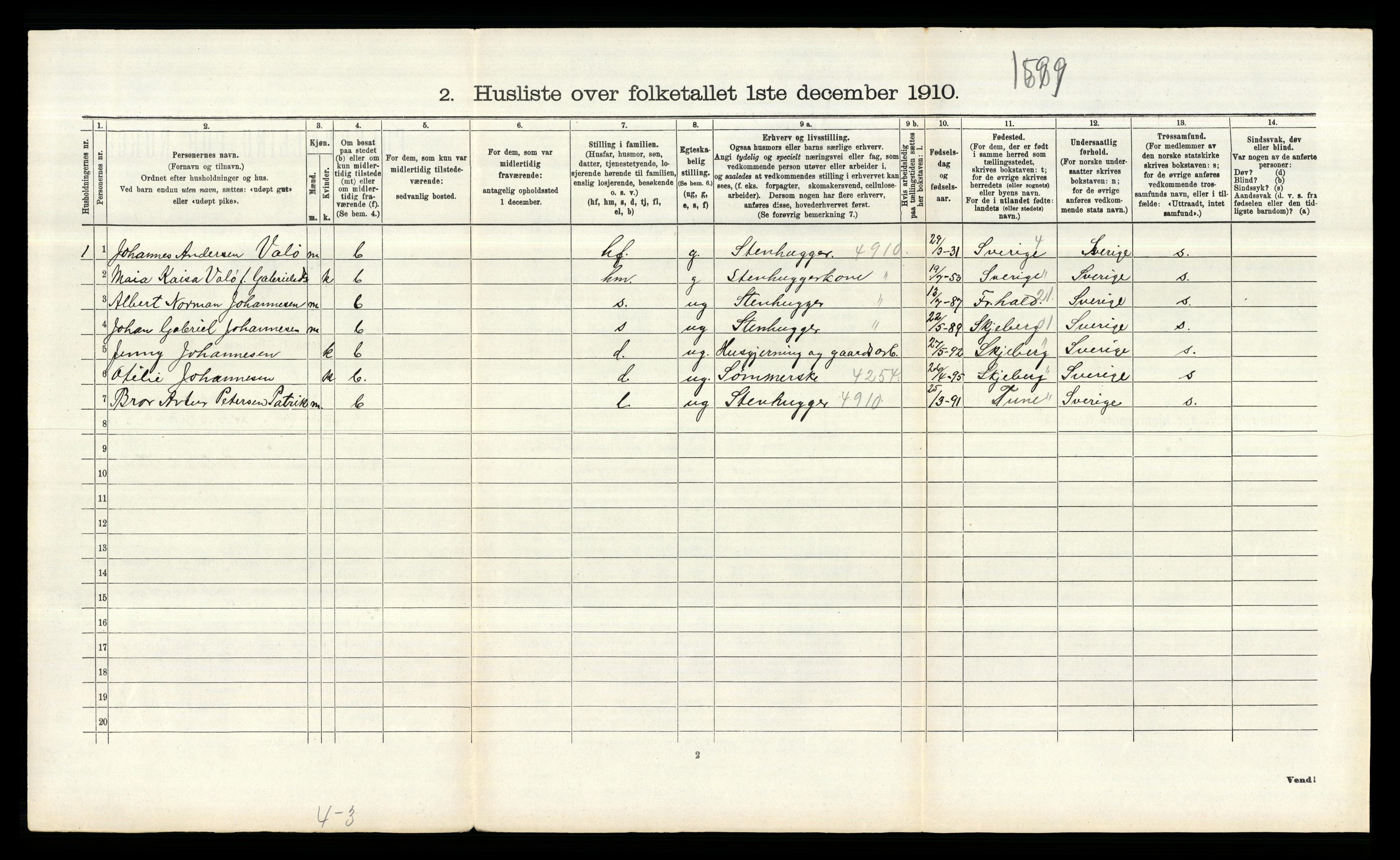 RA, 1910 census for Idd, 1910, p. 441