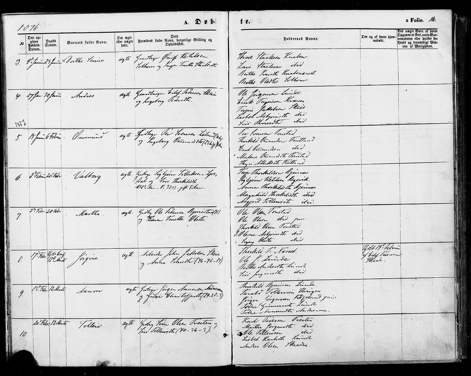 Sirdal sokneprestkontor, AV/SAK-1111-0036/F/Fa/Fab/L0003: Parish register (official) no. A 3, 1874-1886, p. 16