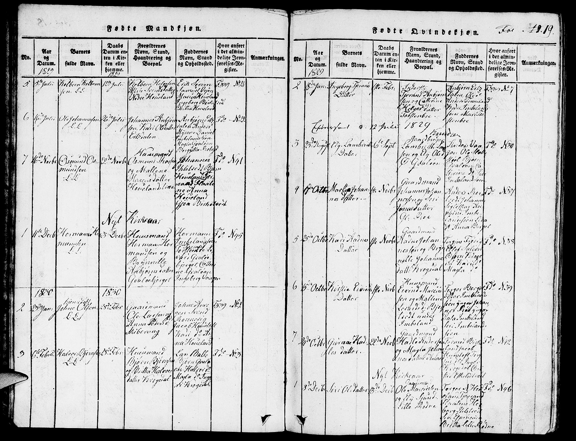 Vikedal sokneprestkontor, SAST/A-101840/01/V: Parish register (copy) no. B 3, 1816-1867, p. 19