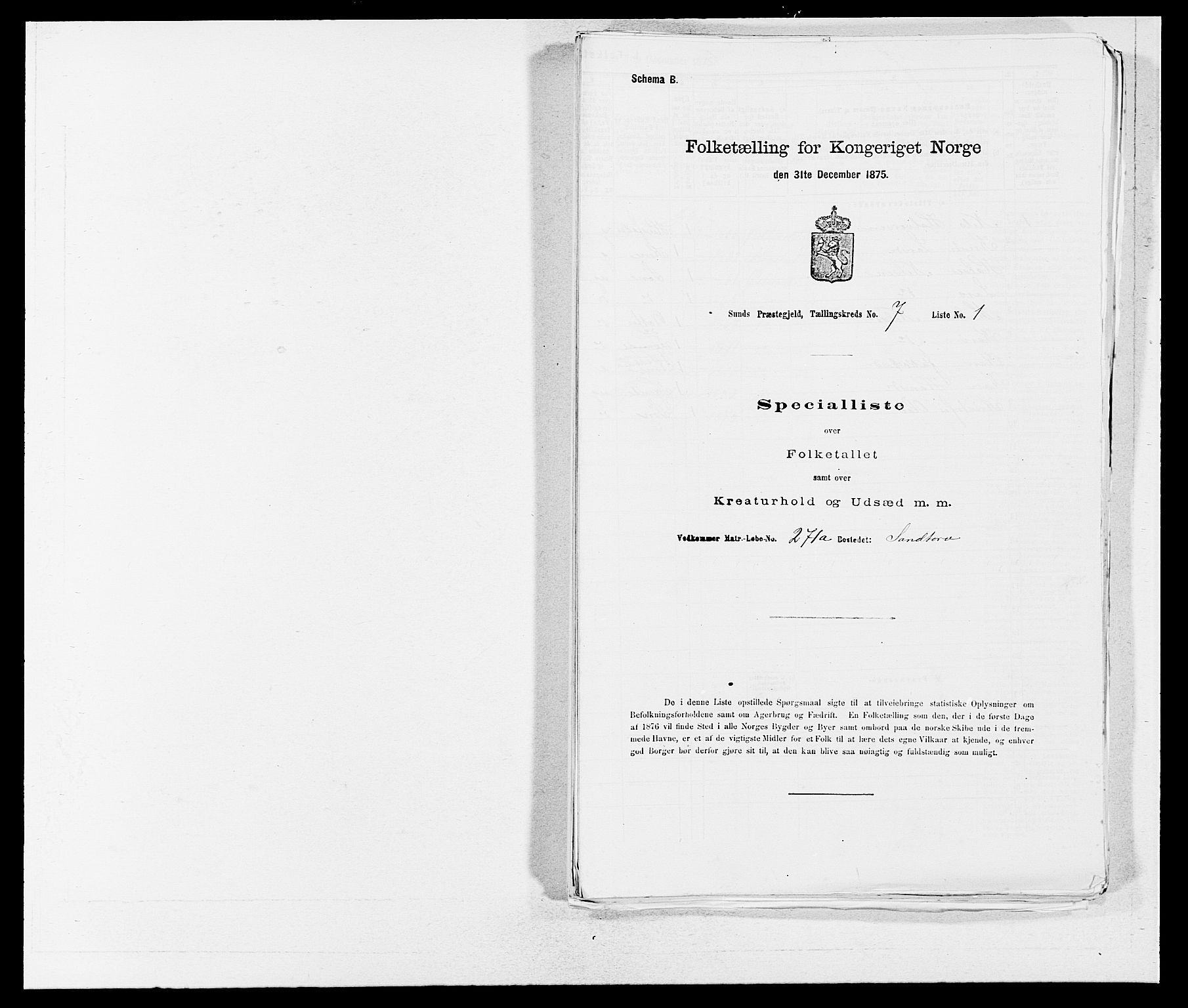 SAB, 1875 census for 1245P Sund, 1875, p. 675