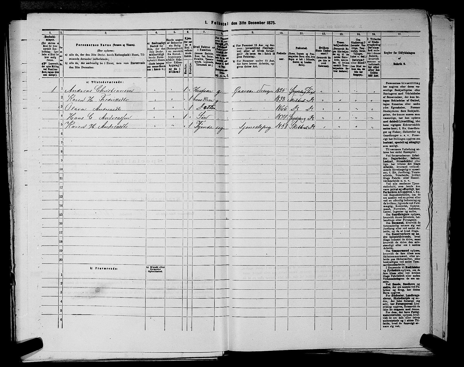 RA, 1875 census for 0123P Spydeberg, 1875, p. 855