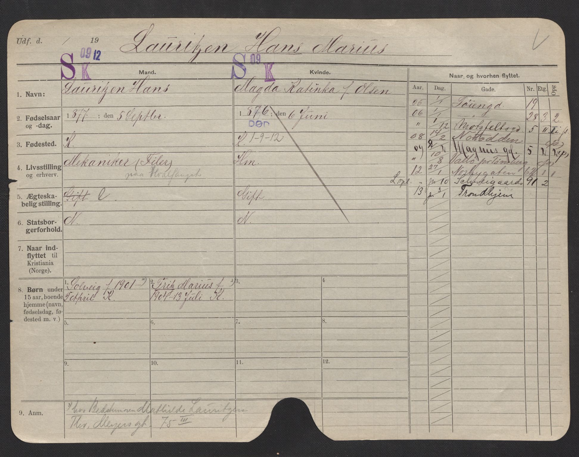Oslo folkeregister, Registerkort, AV/SAO-A-11715/F/Fa/Fac/L0007: Menn, 1906-1914, p. 21a