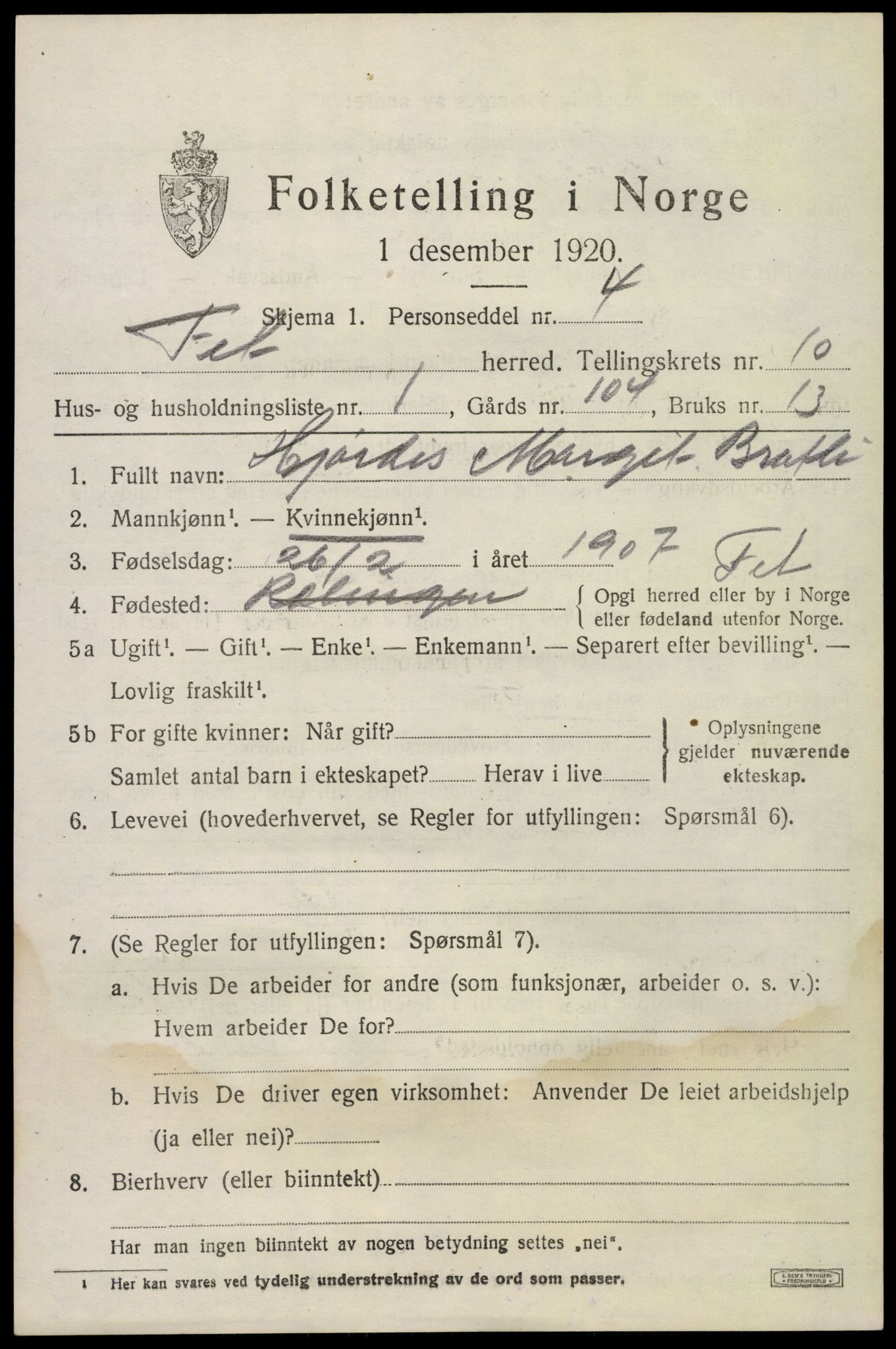 SAO, 1920 census for Fet, 1920, p. 10050