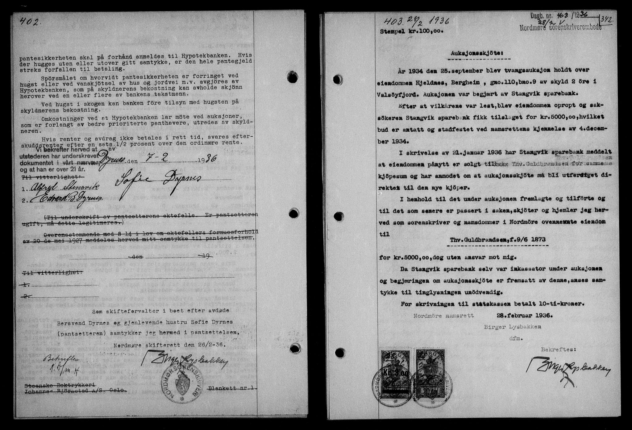 Nordmøre sorenskriveri, AV/SAT-A-4132/1/2/2Ca/L0087: Mortgage book no. 77, 1935-1936, Deed date: 28.02.1936