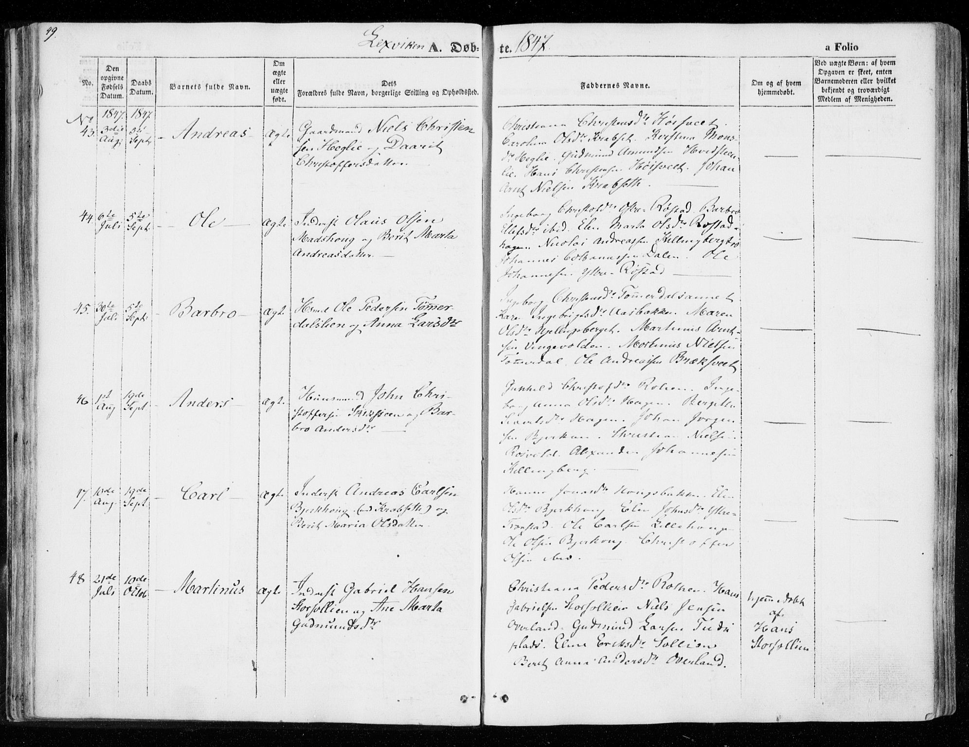 Ministerialprotokoller, klokkerbøker og fødselsregistre - Nord-Trøndelag, SAT/A-1458/701/L0007: Parish register (official) no. 701A07 /1, 1842-1854, p. 49