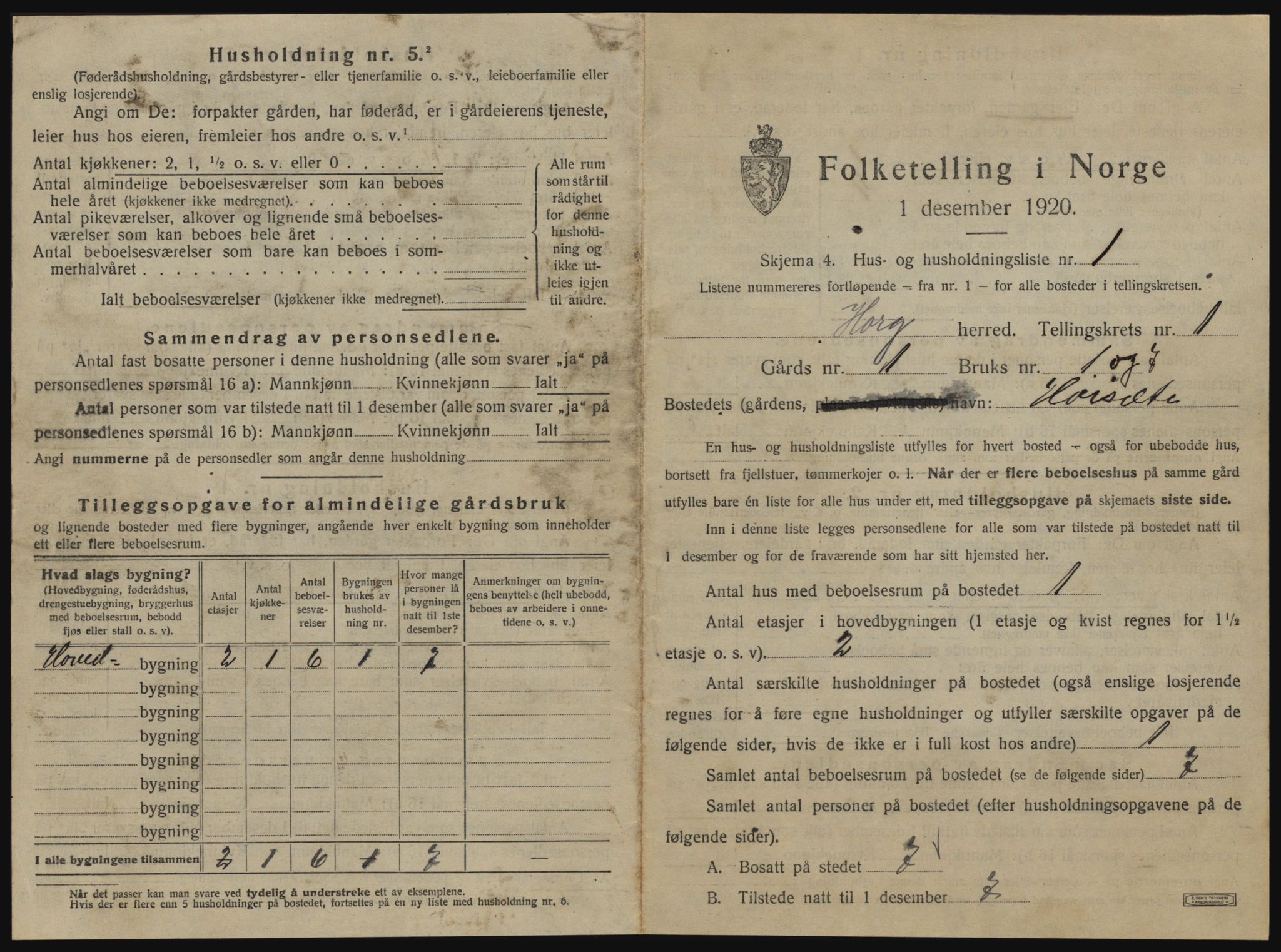 SAT, 1920 census for Horg, 1920, p. 38