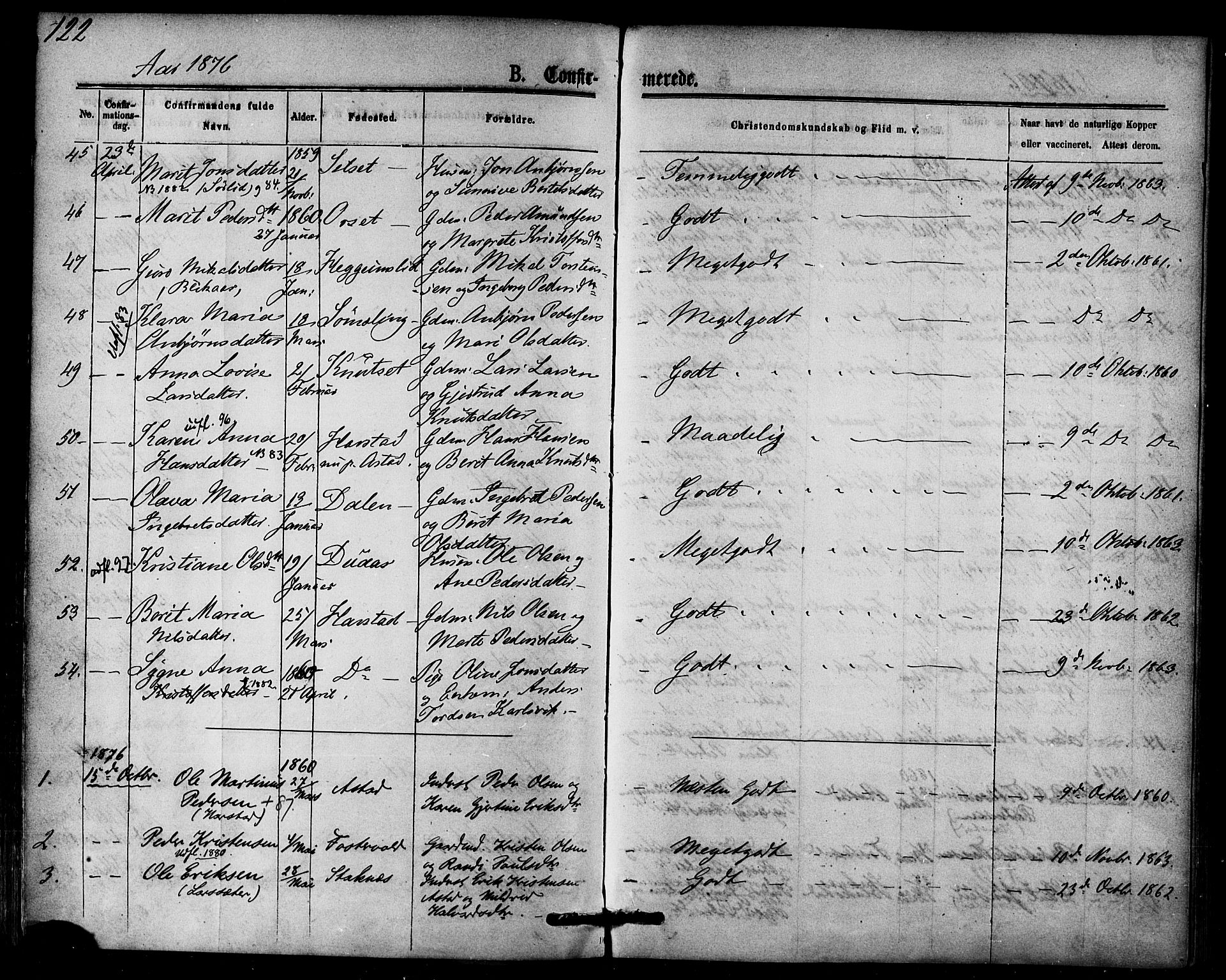 Ministerialprotokoller, klokkerbøker og fødselsregistre - Møre og Romsdal, AV/SAT-A-1454/584/L0966: Parish register (official) no. 584A06, 1869-1878, p. 122